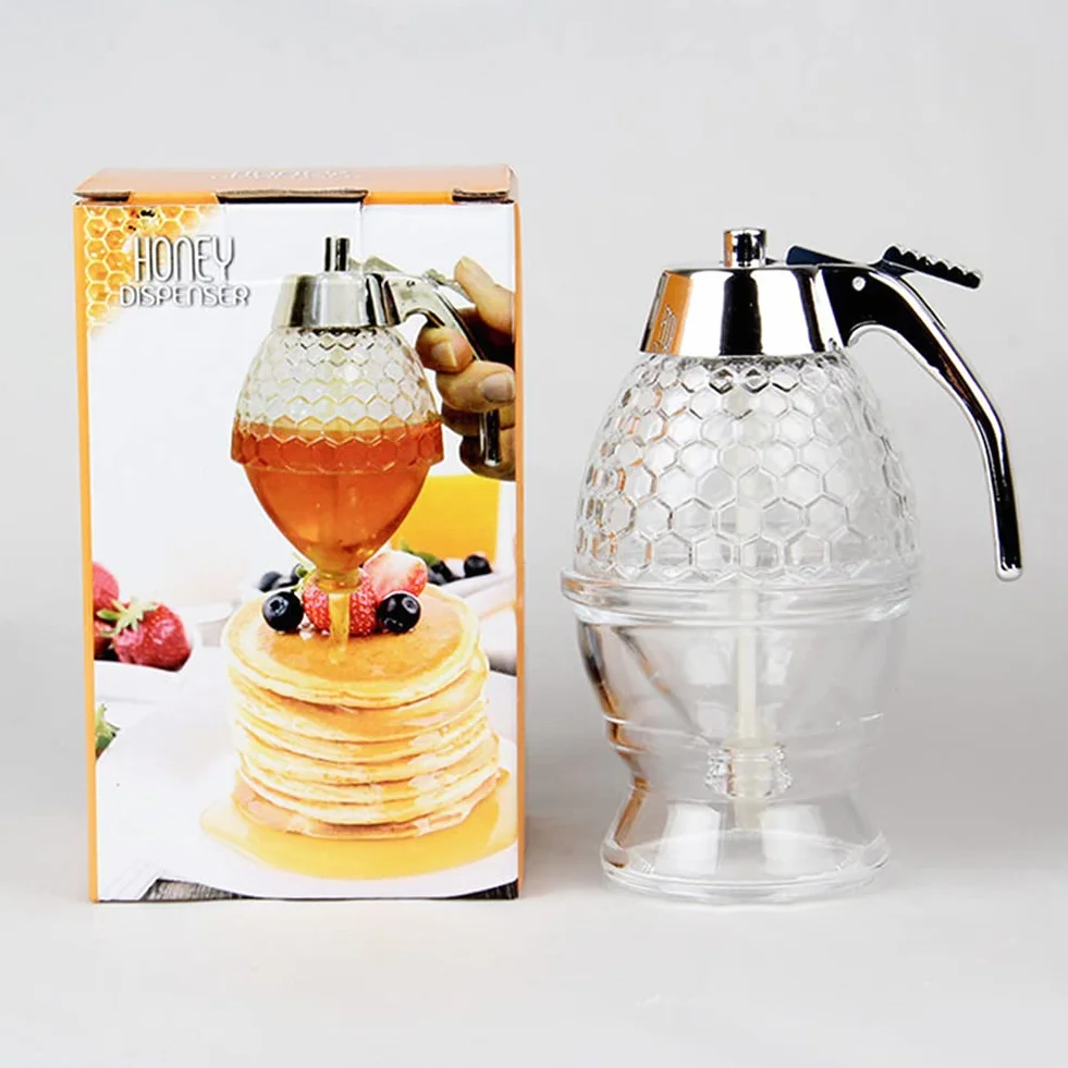 TEMU-SC Dozownik miodu 200 ml bez kapania, słoik na miód, dozownik syropu, garnek na miód, pojemnik na miód (akryl) (mały)