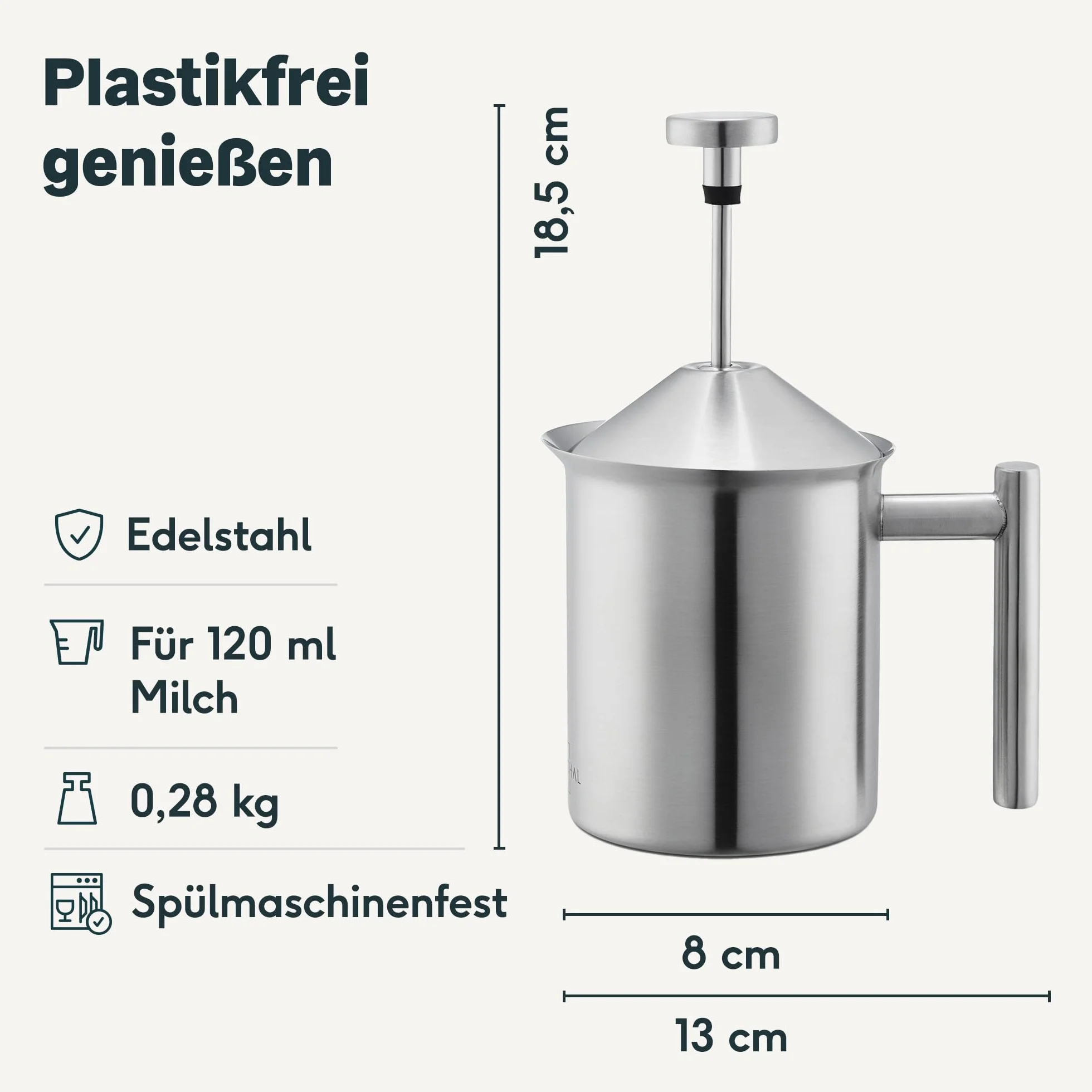 SILBERTHAL Ręczny spieniacz do mleka ze stali nierdzewnej 400 ml - z podziałką skalą - Emulgator Barista Idealna pianka do mleka Cappuccino i Latte Macchiato