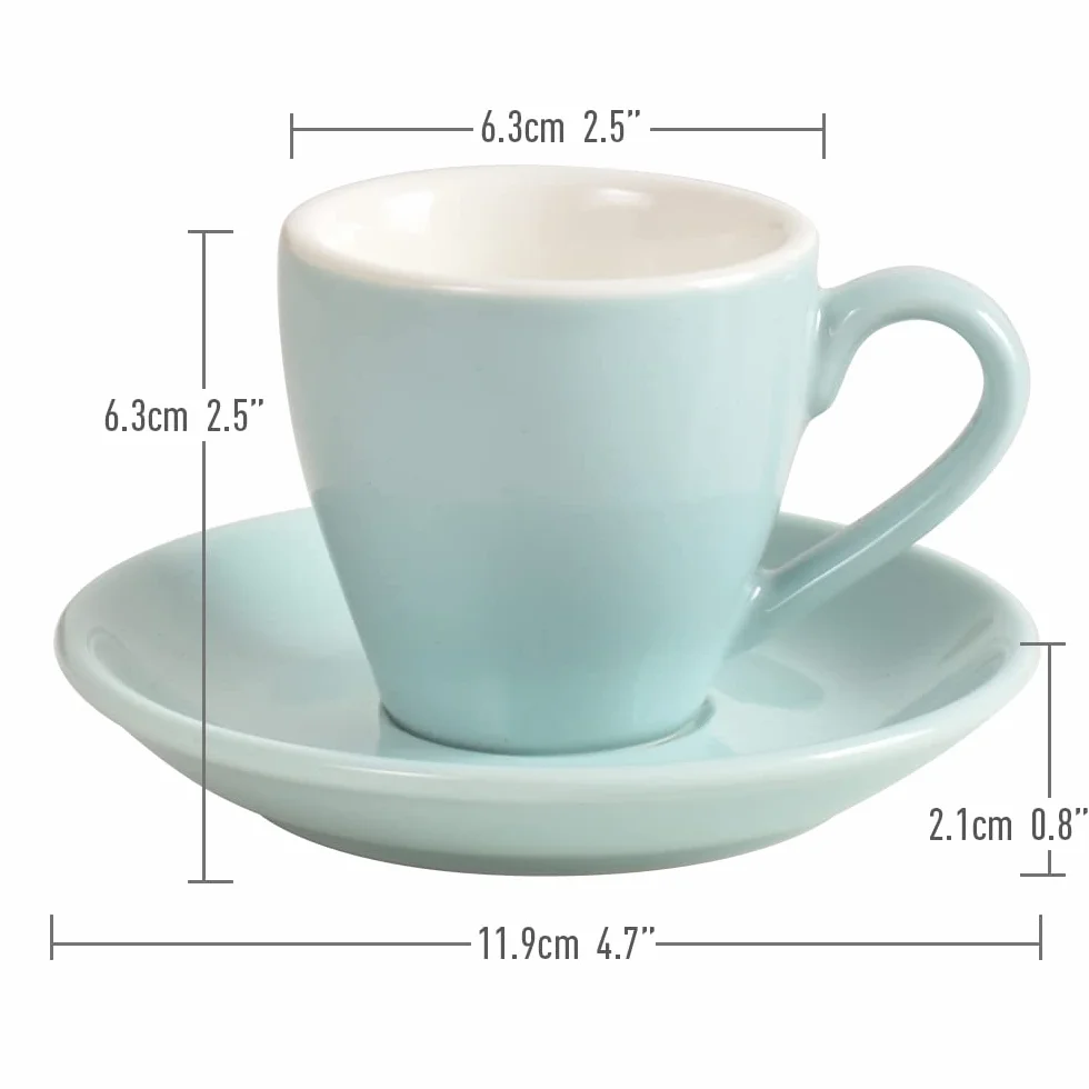 ionEgg Porcelanowy kubek do espresso ze spodkiem 80 ml niebieski