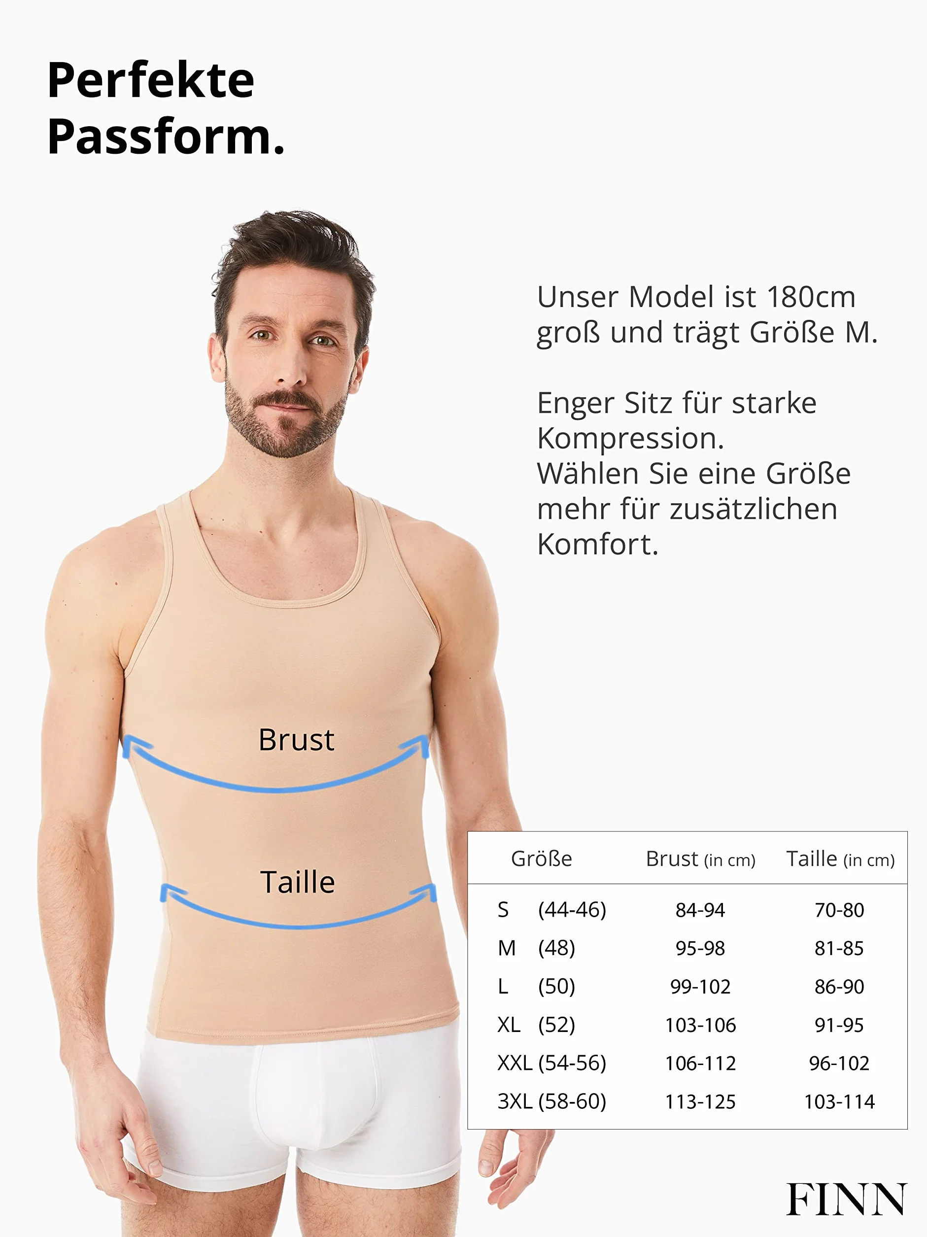 FINN Męska koszulka kompresyjna modelująca figurę z efektem wyszczuplającym brzuch - bez rękawów Shapewear Tank Top z bawełny - Body Shaper podkoszulek dla płaskiego brzucha