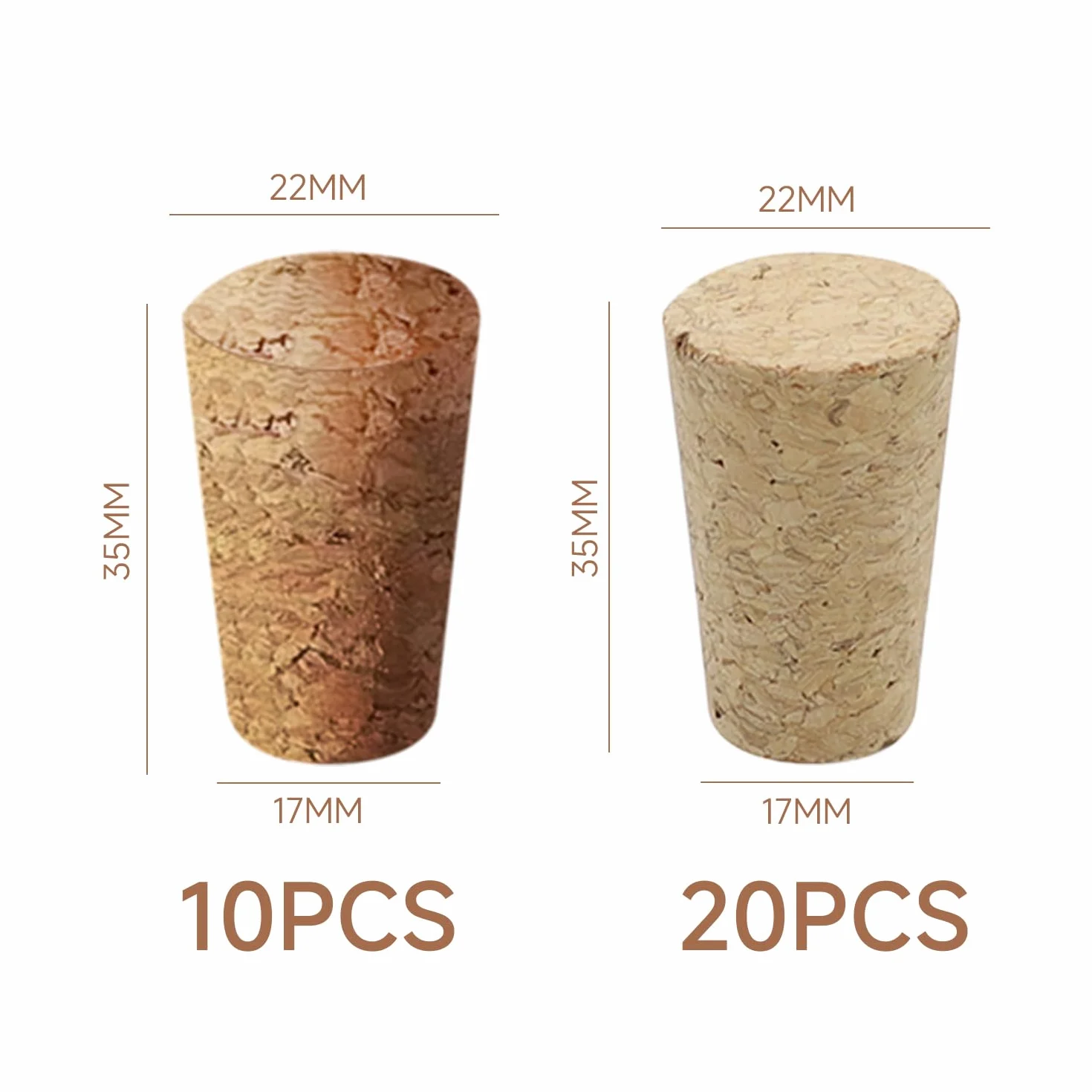 30 sztuk stożkowych korków korkowych, zatyczki do butelek wina, wymienne korki, szczelne korki do butelek, korki do robótek ręcznych, 30 sztuk