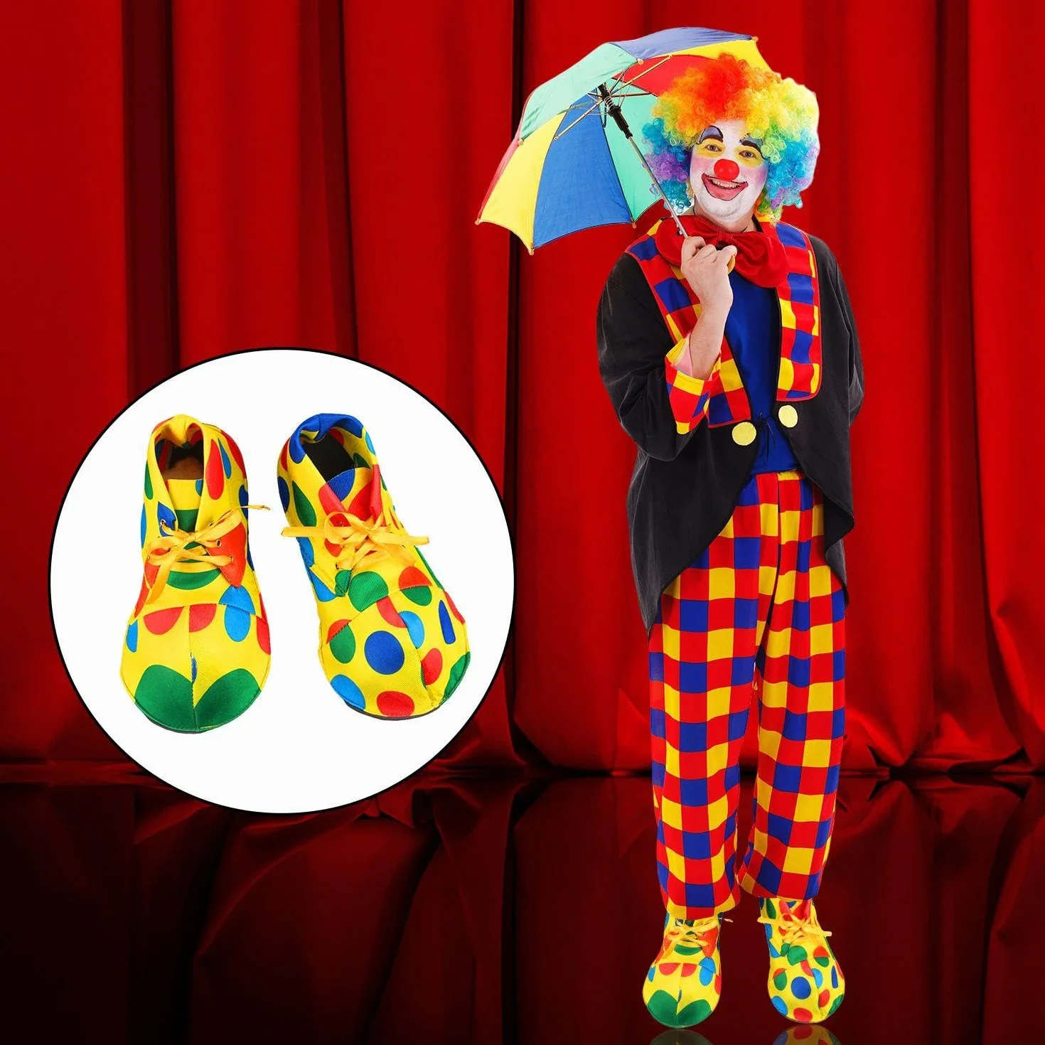 1 para butów klauna, duże zabawne buty parodii, tęczowe buty klauna, buty do cosplay, buty sceniczne, odpowiednie na imprezy kostiumowe i występy festiwalowe