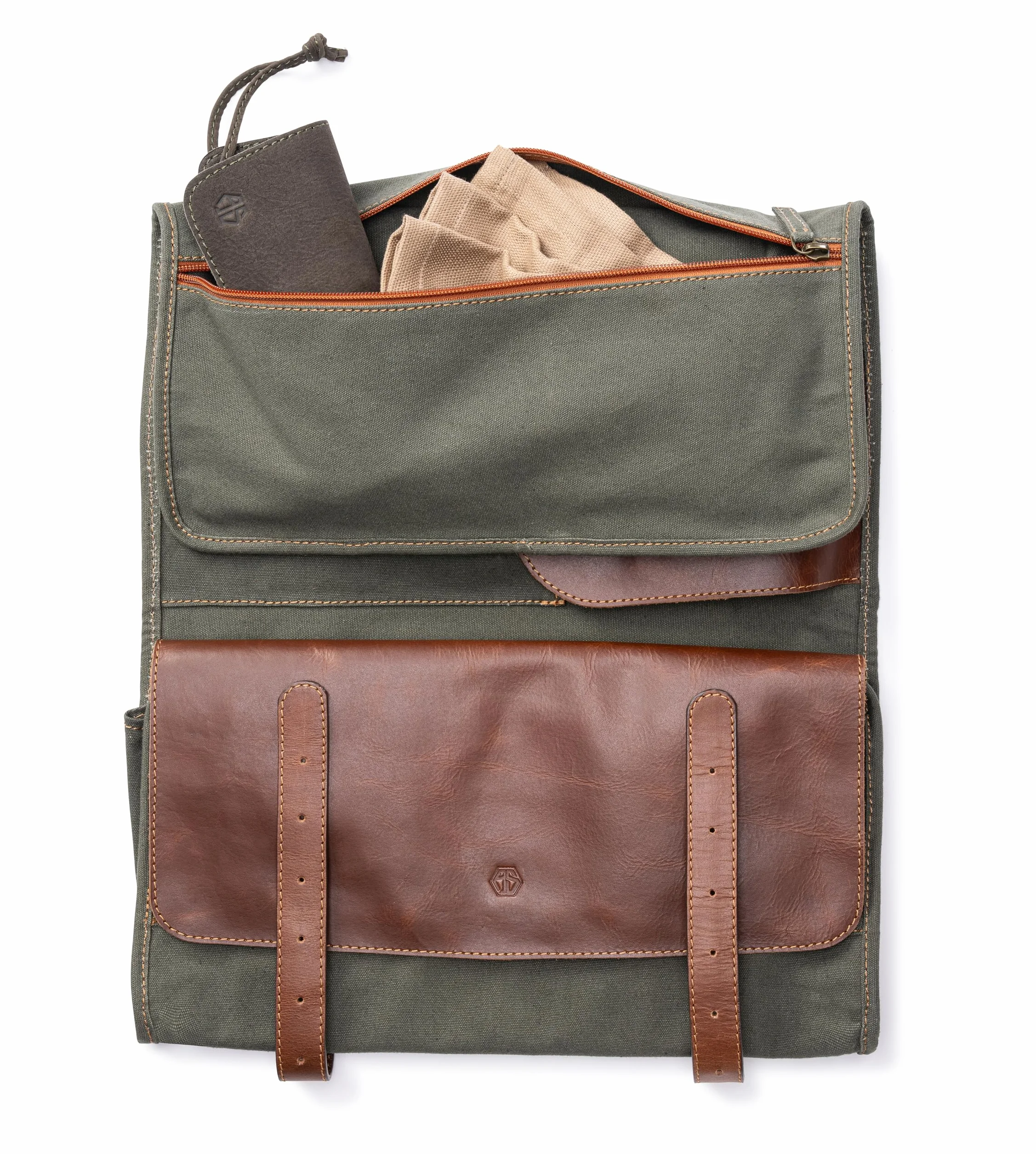 Torba na noże Angus Stoke XXL 16 przegródek płótno skóra olive green