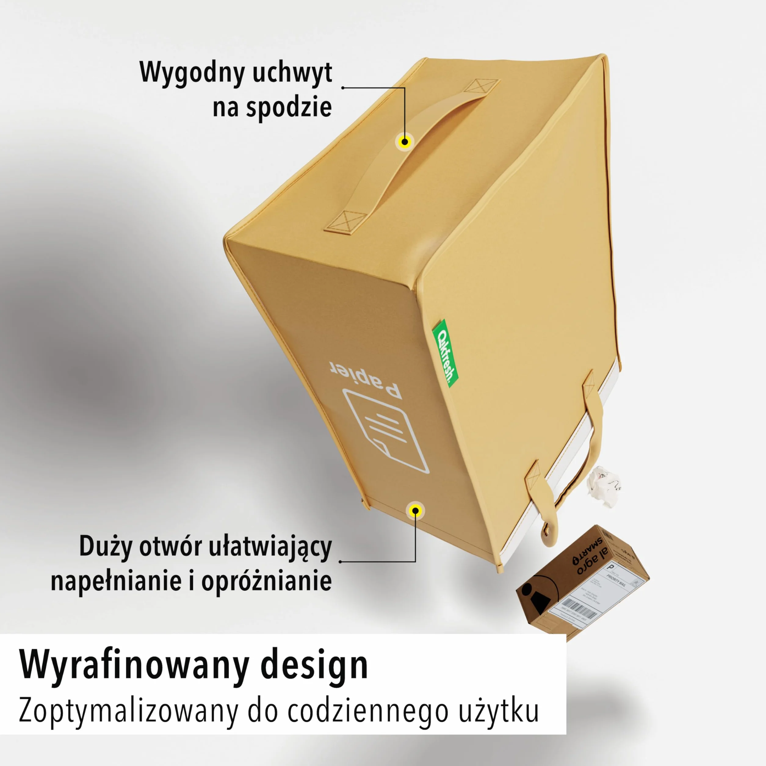 qikfresh - 3-częściowy system segregacji odpadów - Pojemniki do recyklingu szkła, papieru, plastiku i butelek - Oszczędzający miejsce system do kuchni i domu (symbole + tekst)