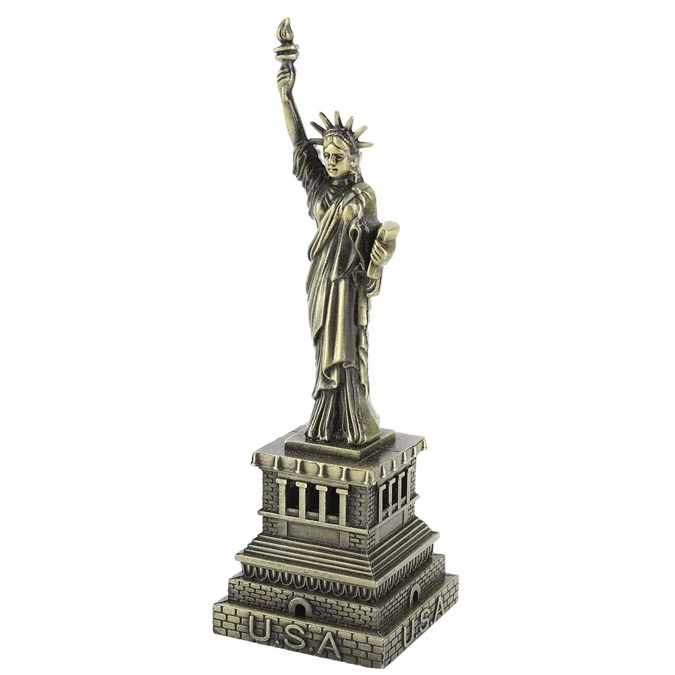 Metalowa Statua Wolności Dekoracyjna Miedź Figurka Nowego Jorku Pamiątka H: 15 cm
