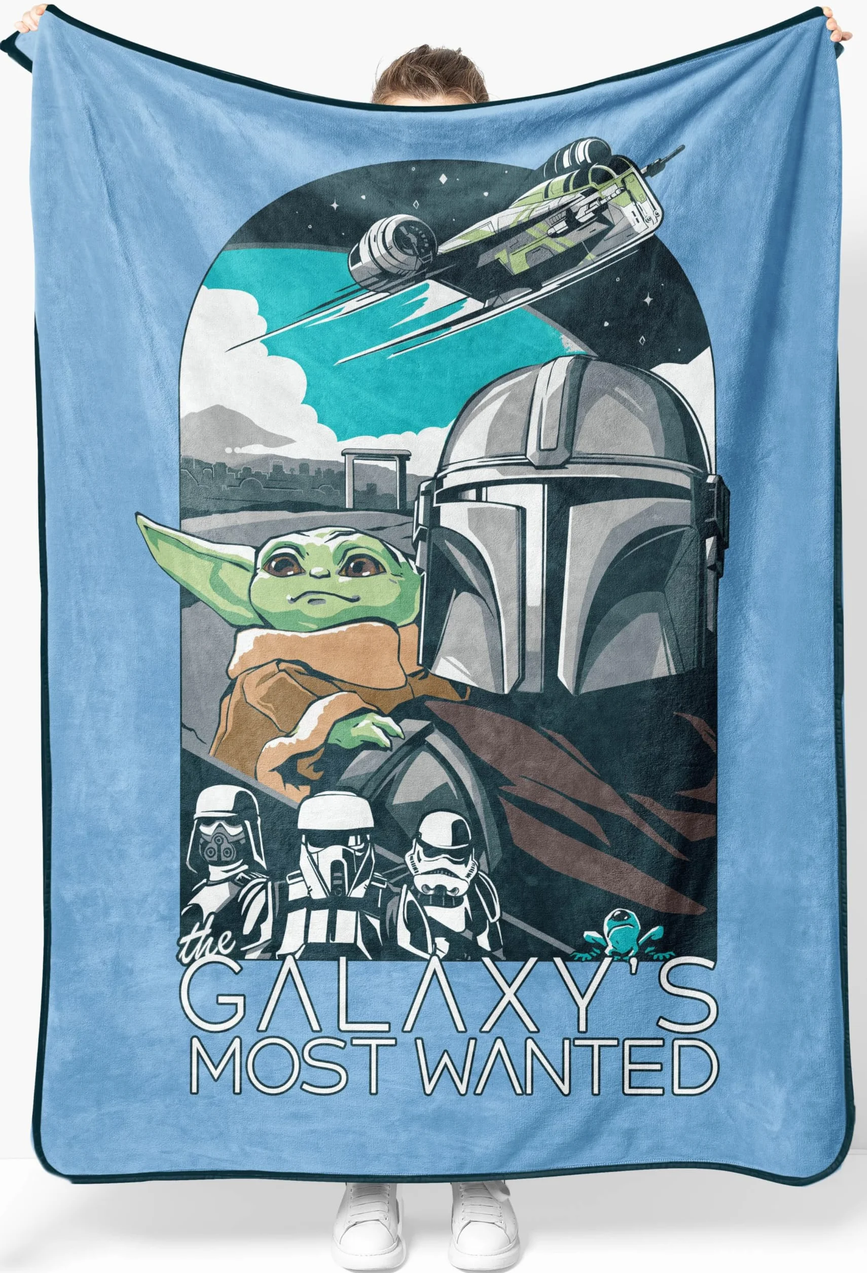 Jay Franco Kids Star Wars Pluszowy koc - 130 x 150 cm Miękki i wygodny koc polarowy do sypialni i sofy, oficjalnie licencjonowany produkt, niebieski