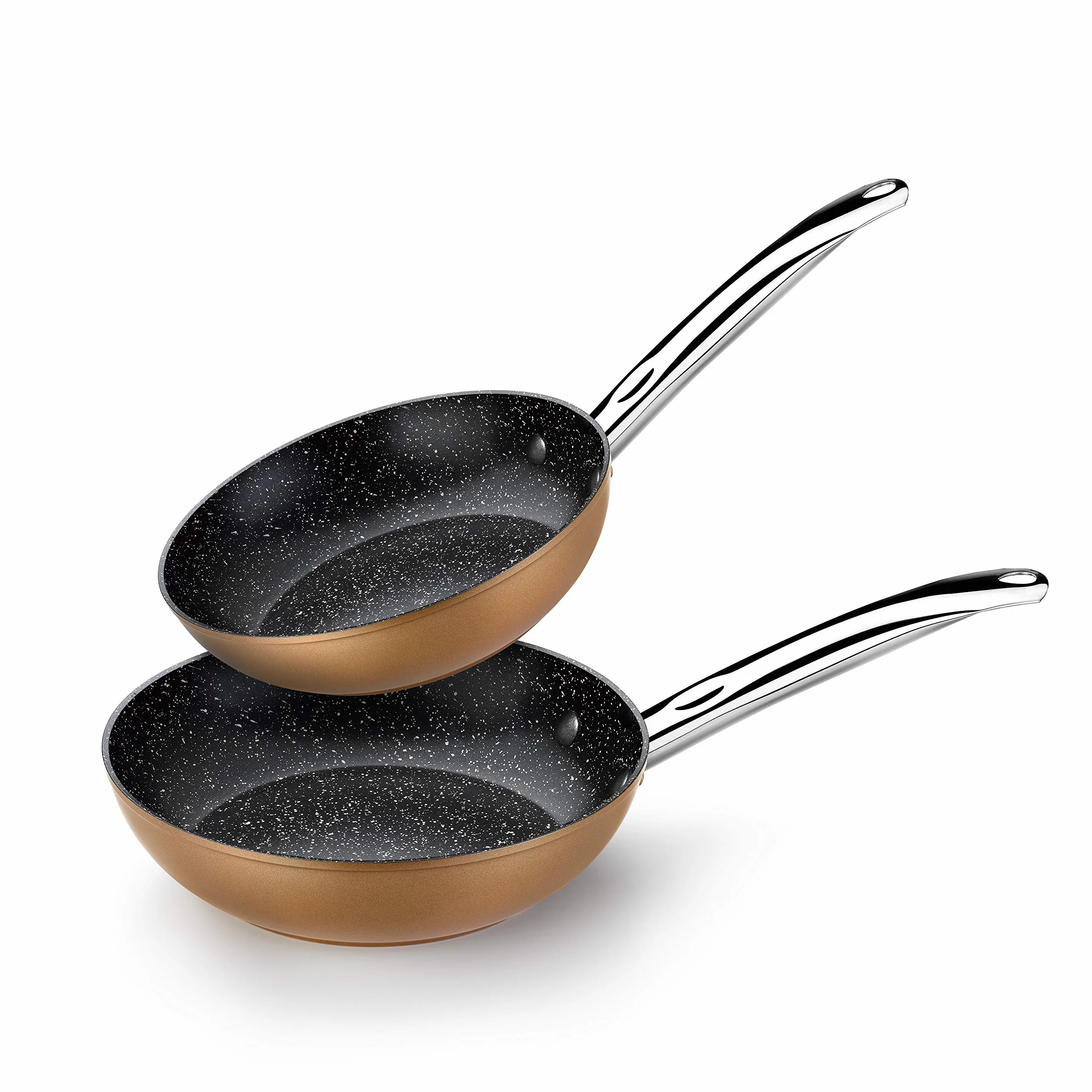 Monix Zestaw 2 Patelni Miedzianych 20-24 cm Kute Aluminium Powłoka Nieprzywierająca z Tytanem Indukcja