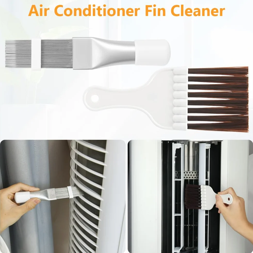 Flintronic szczotka do czyszczenia skraplacza klimatyzatora, grzebień ze stali nierdzewnej, zestaw