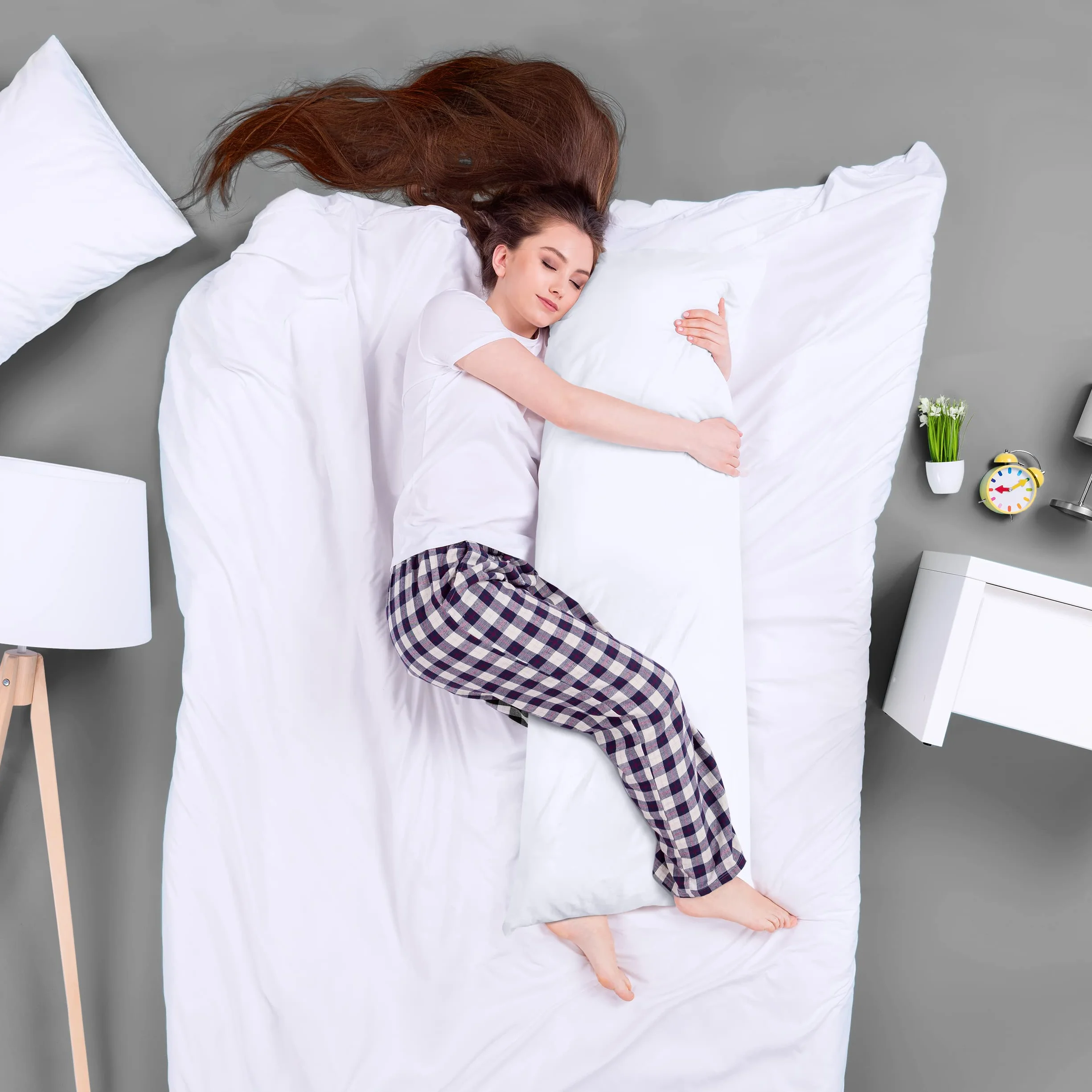 Utopia Bedding Poduszka na całe ciało długa do spania dla dorosłych śpiących na boku biała 50 x 137 cm