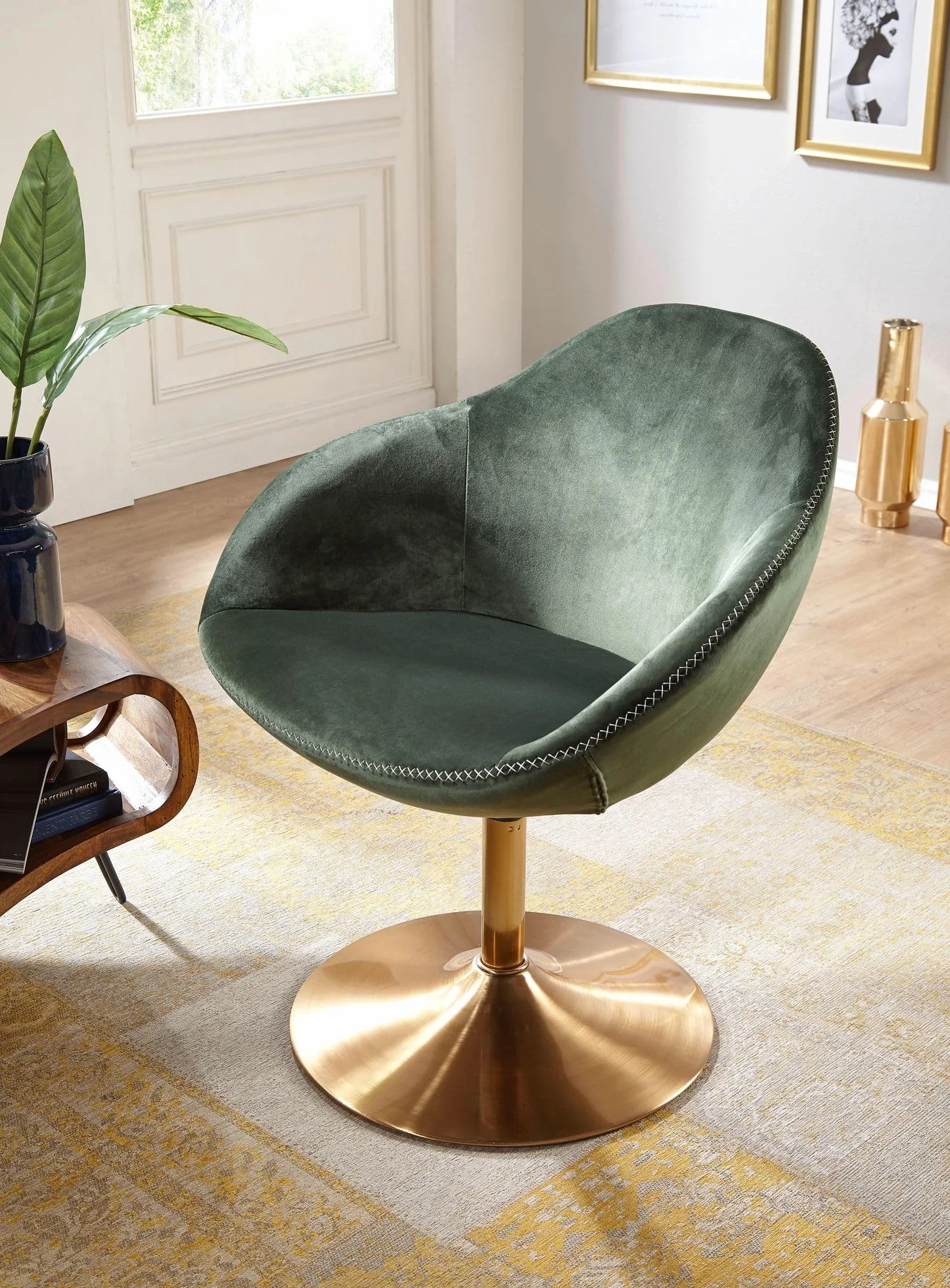 FineBuy wypoczynkowe FineBuy Krzesło obrotowe SIRAN o wymiarach 70 x 79 x 70 cm | Krzesło klubowe tapicerowane krzesło z podłokietnikiem | Obrotowy fotel | Fotel barowy dla gości | Fotel z pokrowcem z tkaniny