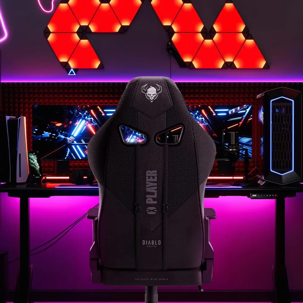 Diablo X-Player 2.0 Fotel Gamingowy Krzesło Biurowe Obrotowy Regulowane Podłokietniki 3D Ergonomiczny Czarny Normal (L)