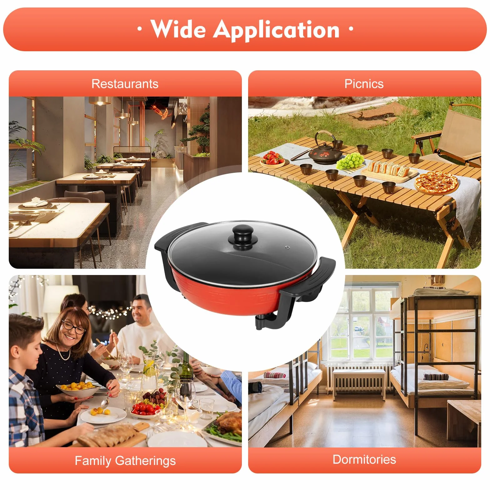 1360 W Hot Pot, elektryczny garnek nieprzywierający z 2 komorami, patelnia typu wok Yin Yang