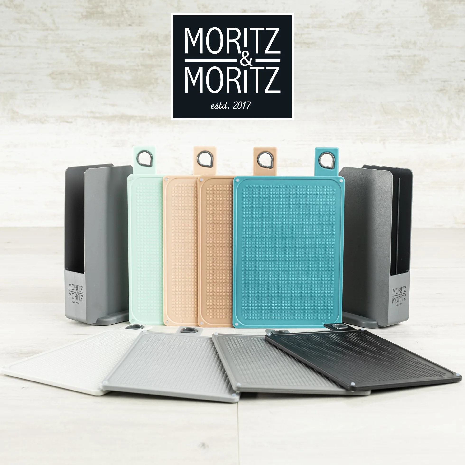 Moritz & Moritz Plastikowy zestaw desek do krojenia 4 sztuki 20,5 x 14,5 cm antypoślizgowe