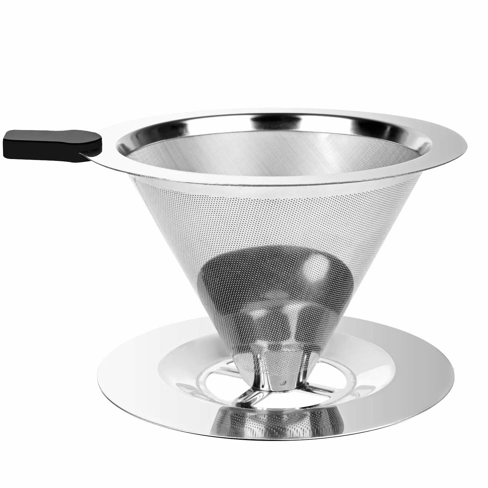 Vicloon Filtr do kawy ze stali nierdzewnej wielokrotnego użytku Dripper z uchwytem na kubek, do 4 filiżanek