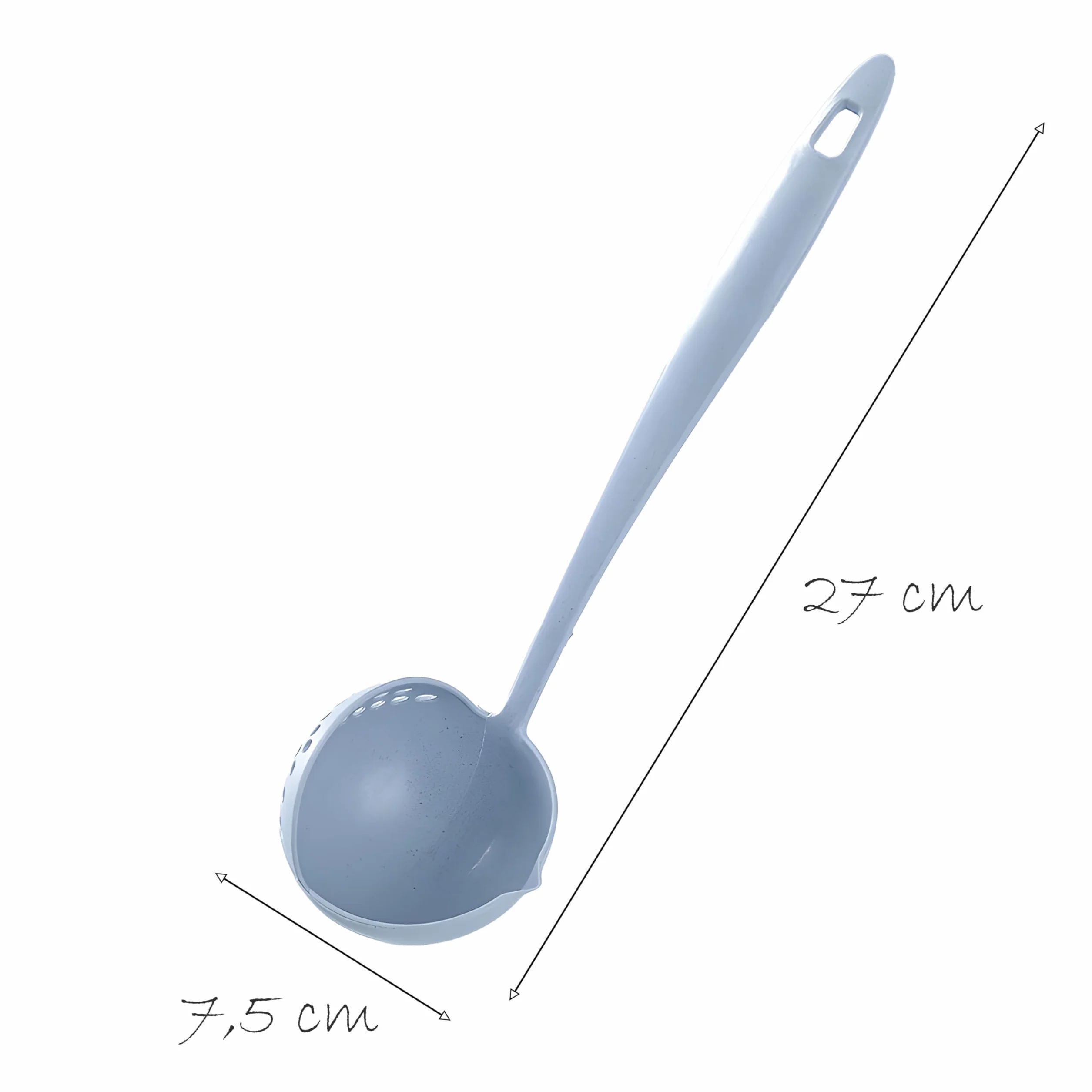 Retoo Łyżka cedzakowa, łyżeczka do odcedzania, odporna na wysokie temperatury, uchwyt haczykowy, chochla, do makaronu, warzyw, smażonych potraw, ergonomiczny, długi uchwyt, 27 cm, tworzywo sztuczne