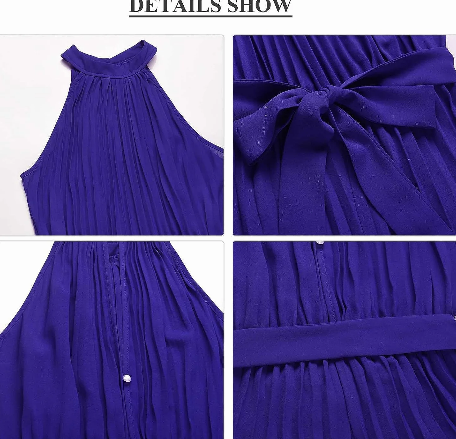 Odzież na co dzień Damskie letnie kombinezony Halter Neck Bez rękawów Plisowany kombinezon z szerokimi nogawkami Eleganckie spodnie (Color : Blue, Size : L/Large)