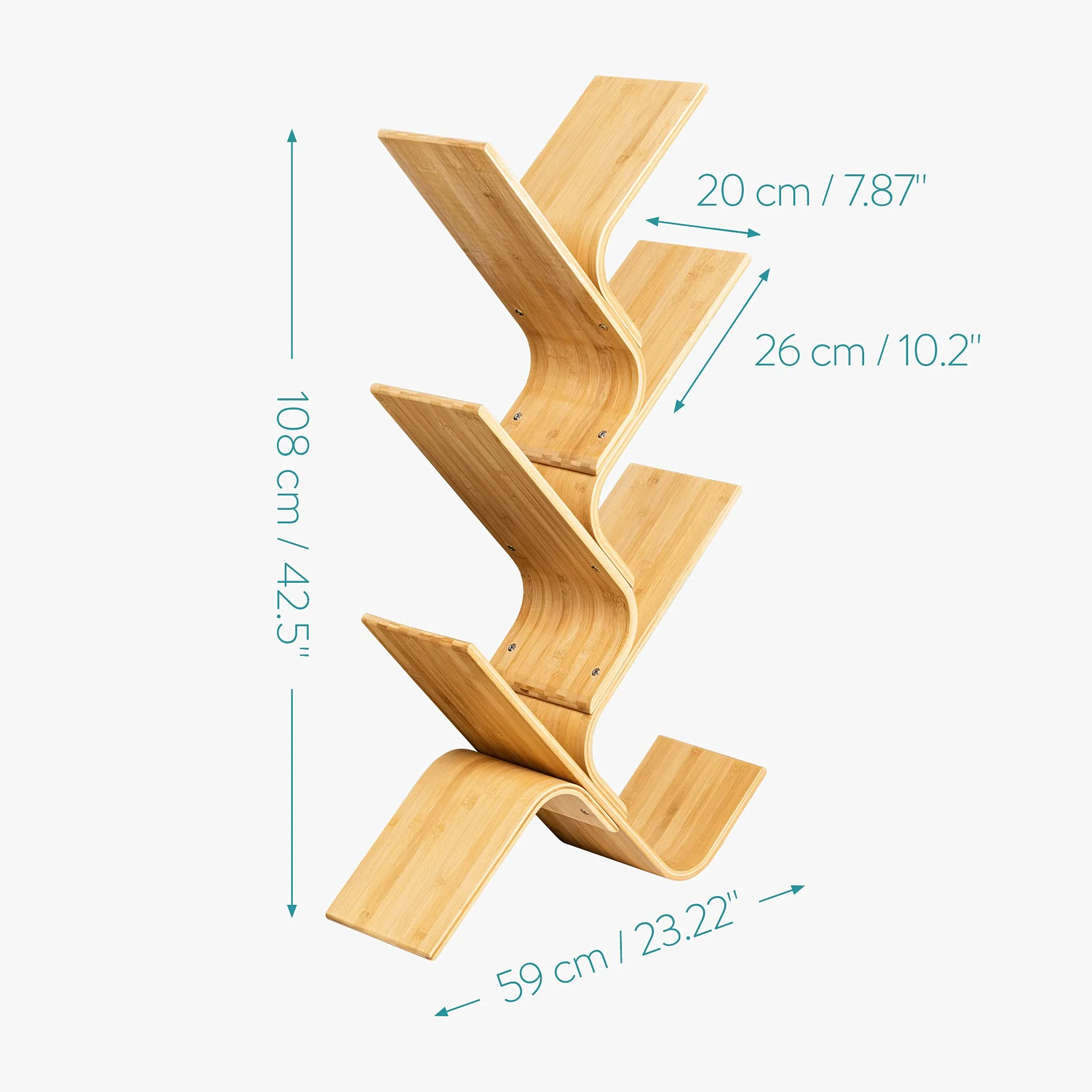 Navaris Regał na książki z bambusa 108 x 59 x 20 cm stojący