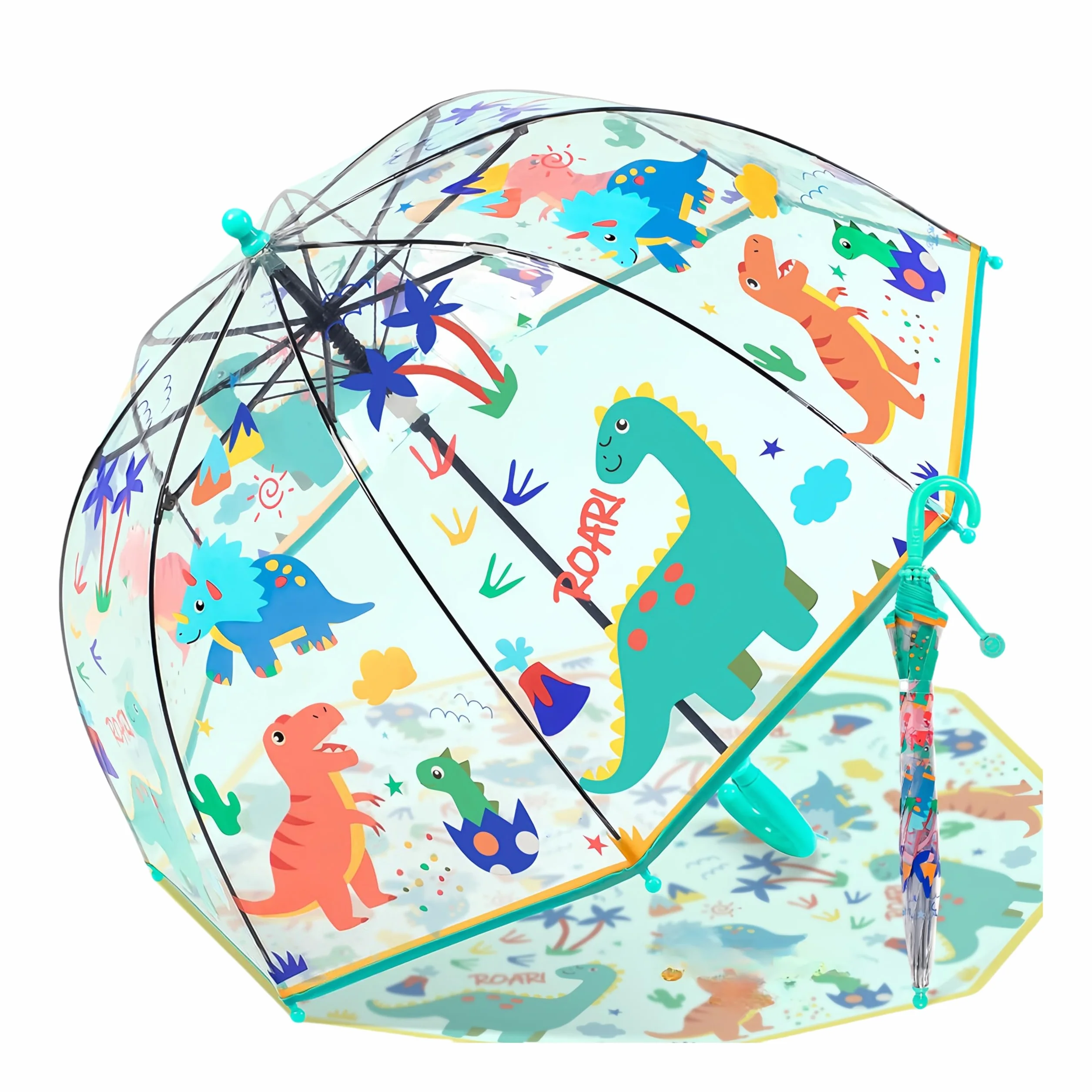 Parasol dziecięcy z dachem kopułowym, lekki, uroczy, zabawny design, ochrona przed wiatrem i deszczem, parasol w kształcie dzwonka, przezroczysty - prezent dla dzieci