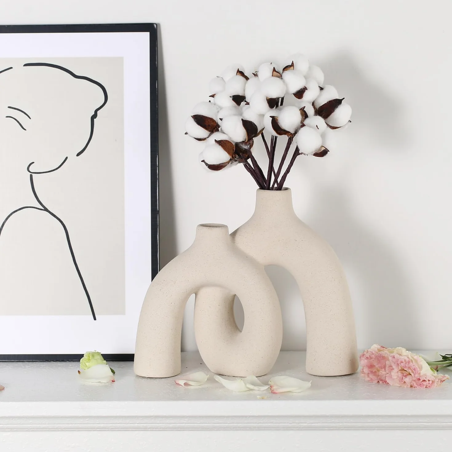 Wazon ceramiczny boho beżowy do dekoracji wnętrz