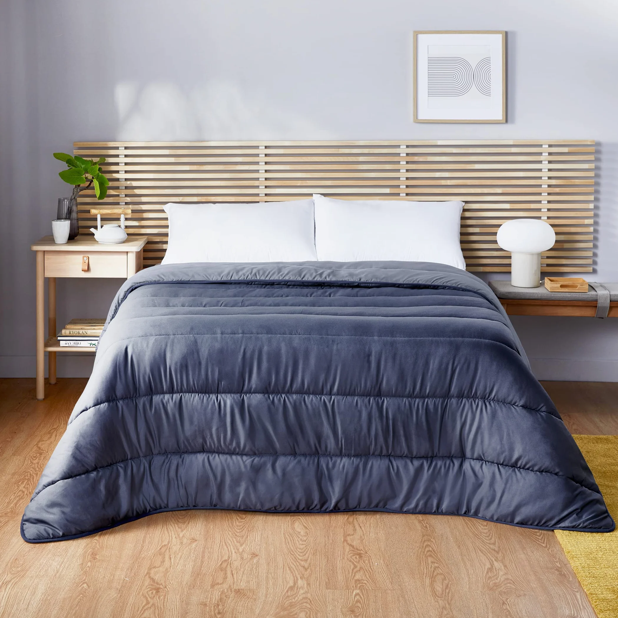 Pikolin Home Hipoalergiczna kołdra/poszewka na kołdrę, w dotyku pióra, jesień-zima, 300 g/m², włókno, jasnoszara i naturalna, Cama 100/105-180 x 220 cm