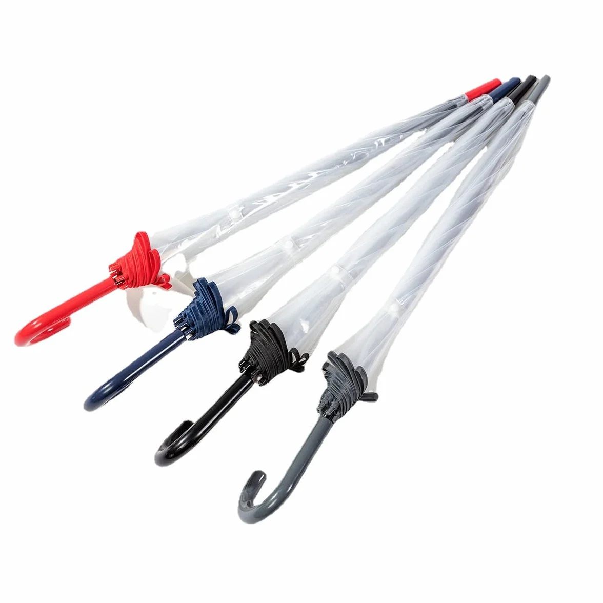 ThreeH Przezroczysty parasol bąbelkowy zakrzywiony uchwyt Solidny przezroczysty plastikowy parasol kopułowy z 8 żebrami automatycznie otwierane