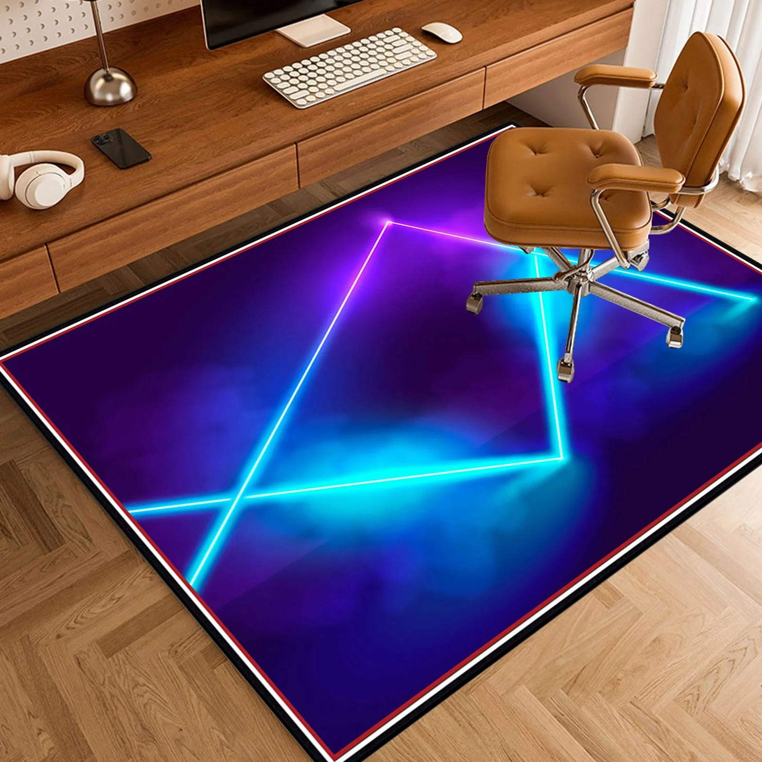 Mata na krzesło biurowe, 80 x 120 cm, mata na twardą podłogę, antypoślizgowa mata na krzesło komputerowe, ochraniacz na biurko z niskim runem, mata ochronna na krzesło do domu, drewniana mata ochronna