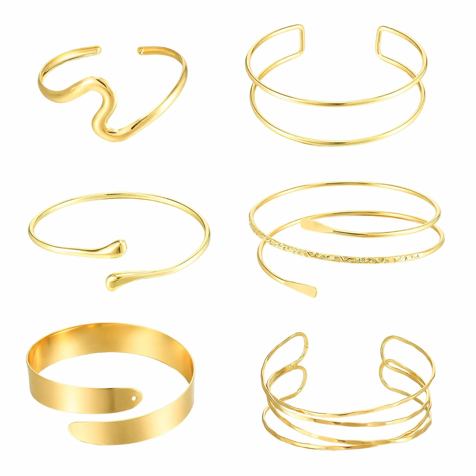 Cobee 6 sztuk bransoletek na ramię, 8 cm, regulowana bransoletka damska, minimalistyczna bransoletka w stylu boho, punk, kręcona, zestaw delikatnych bransoletek dla dziewcząt