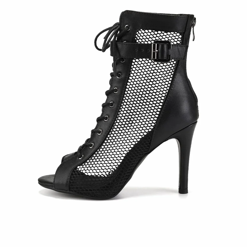 Damskie buty do tańca latynoamerykańskiego z odkrytymi palcami buty do tańca na wysokim obcasie, model DSK92