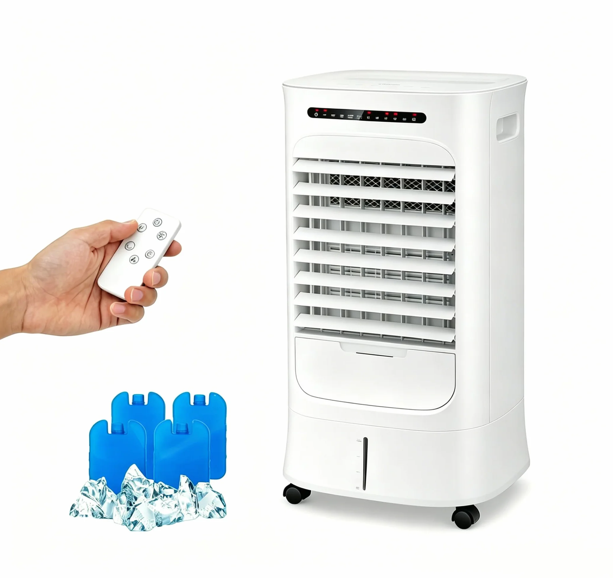 GOPLUS Klimatyzator mobilny 3w1 chłodzenie wentylacja nawilżanie 66W zbiornik 10L 2 akumulatory chłodzące timer 15h