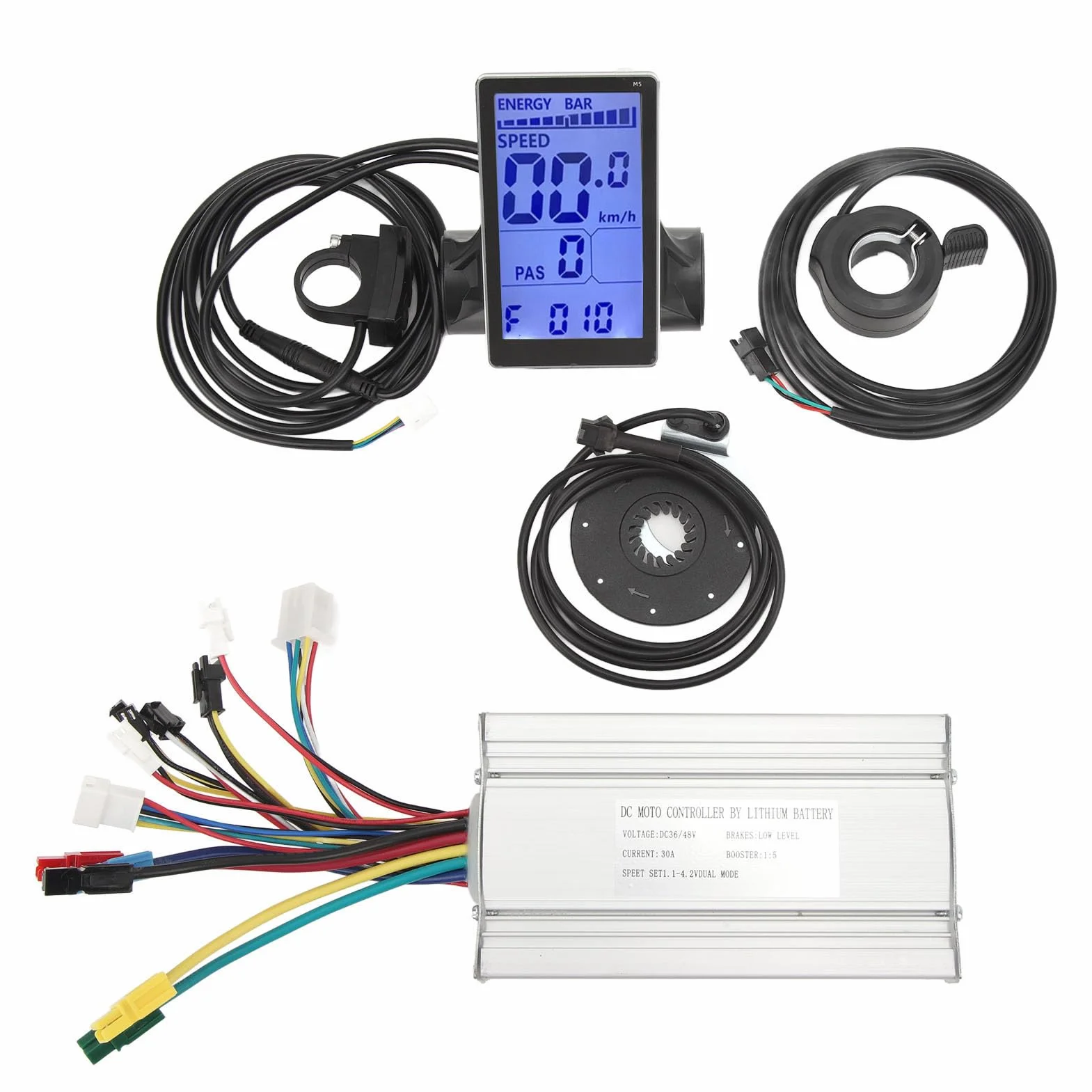 Zestaw do konwersji roweru elektrycznego, kontroler 30 A, panel M5, wspomaganie prędkości obrotowej, 1000 W, kompletny zestaw akcesoriów ze złączem SM do rowerów elektrycznych i skuterów, wykonany z
