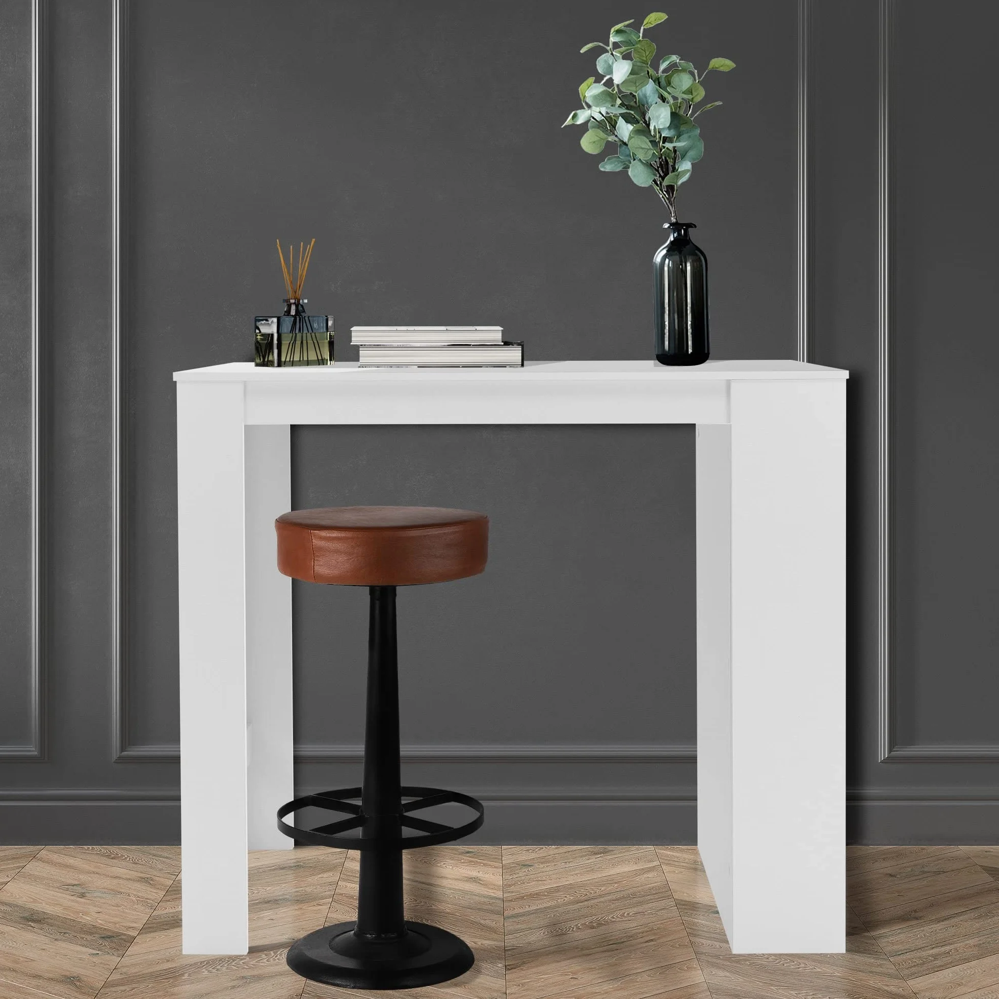 Stolik barowy ML-Design z 3 pólkami biały 117x106x57 cm nowoczesny