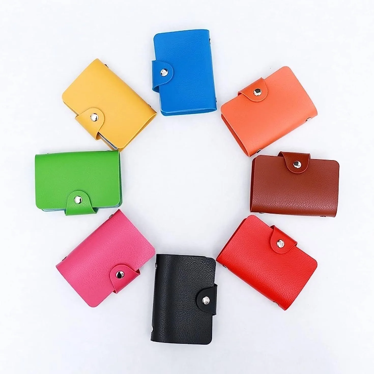 Skórzane etui na karty z 24 przegródkami na wizytówki, etui na karty dla mężczyzn i kobiet, etui na dowód osobisty, organizer na karty kredytowe, portfel na paszport (czerwony)