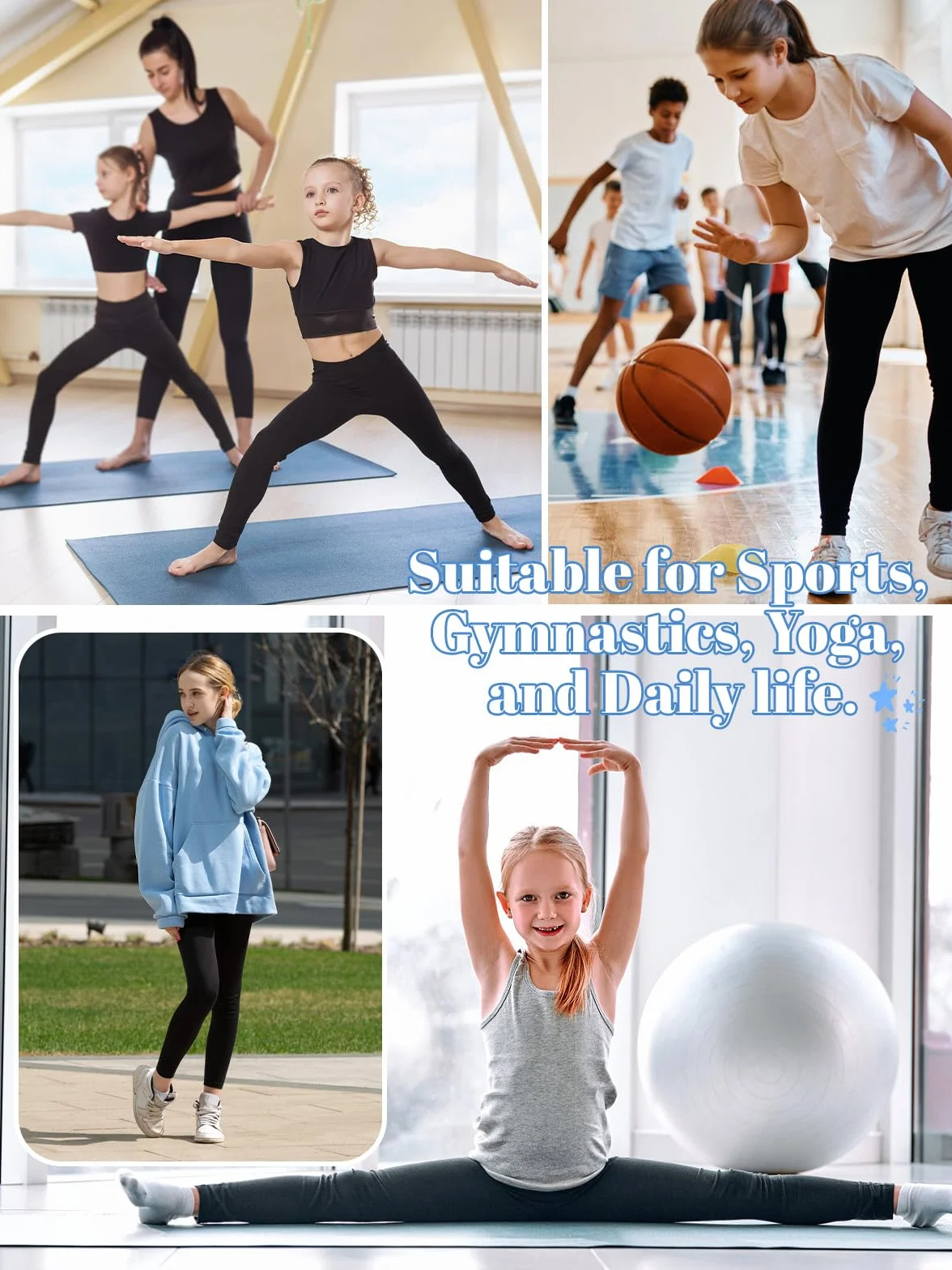 Sportowe legginsy dla dziewcząt, długie, z kieszenią, spodnie do jogi, długie, elastyczne, z wysokim stanem, spodnie sportowe dla dzieci, do gimnastyki, jogi, na co dzień