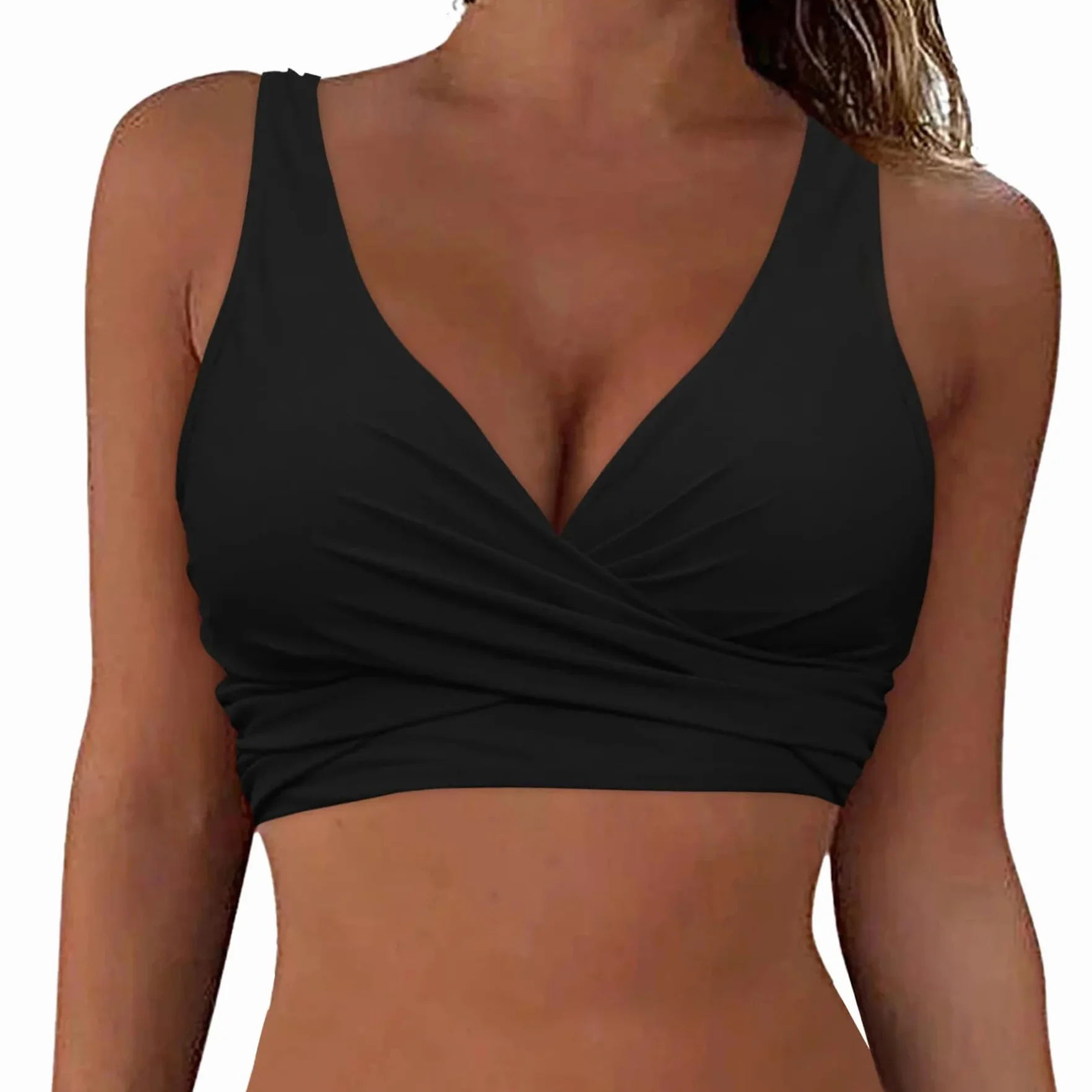 Damski top bikini strój kąpielowy szybkoschnący biustonosz sznurowany z tyłu