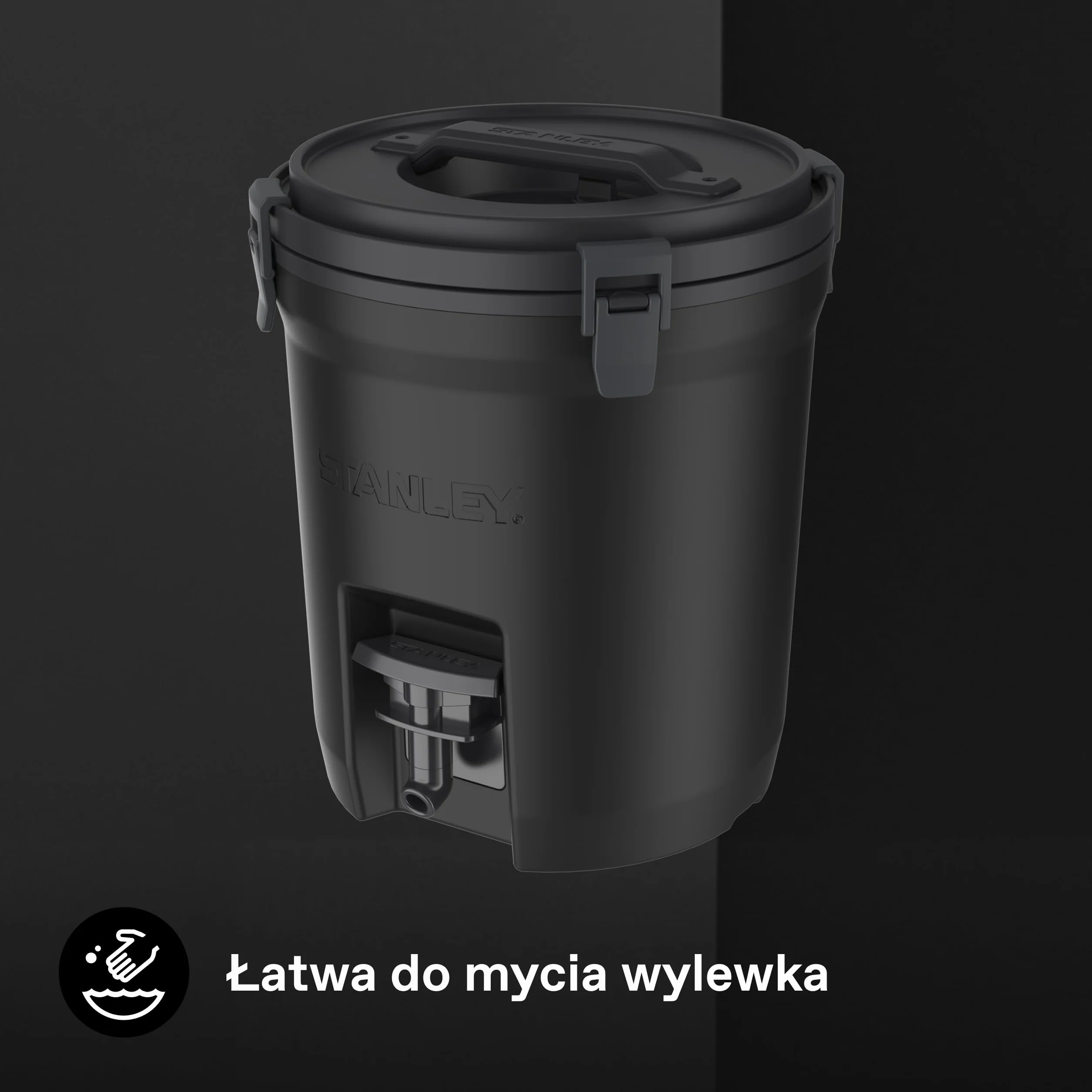 Stanley 1913 Fast-Flow Dzbanek Na Wodę 7.5L - Utrzymuje Zimno 13 Godzin - Lód Do 2 Dni - Bez BPA - Szczelny - Podwójna Pianka - Solidne Zatrzaski I Uchwyt - Black 2.0