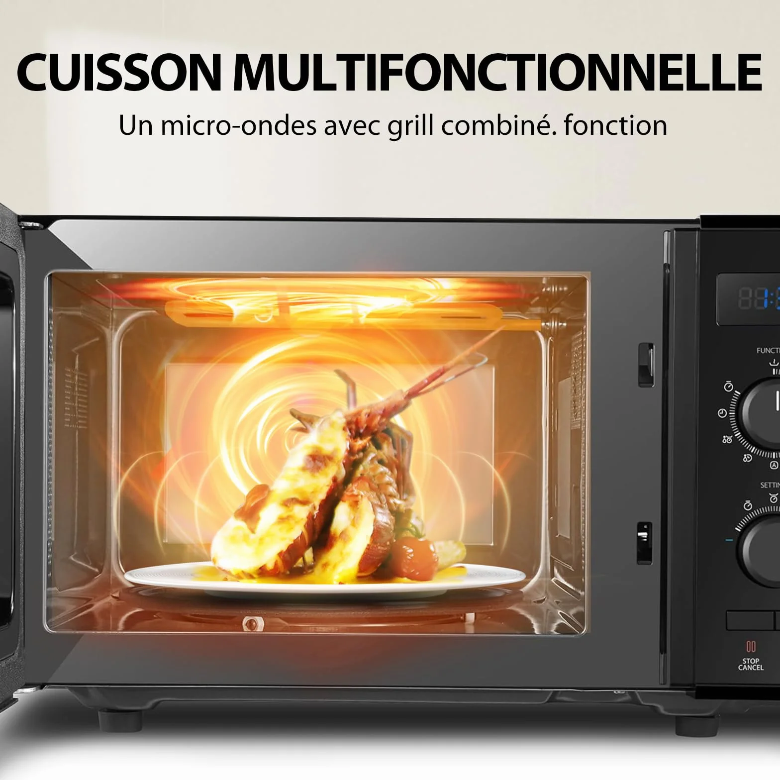 Toshiba Kuchenka mikrofalowa 900 W 23 l MW2-AG23P (BK) z grillem 1050 W 8 menu ECO