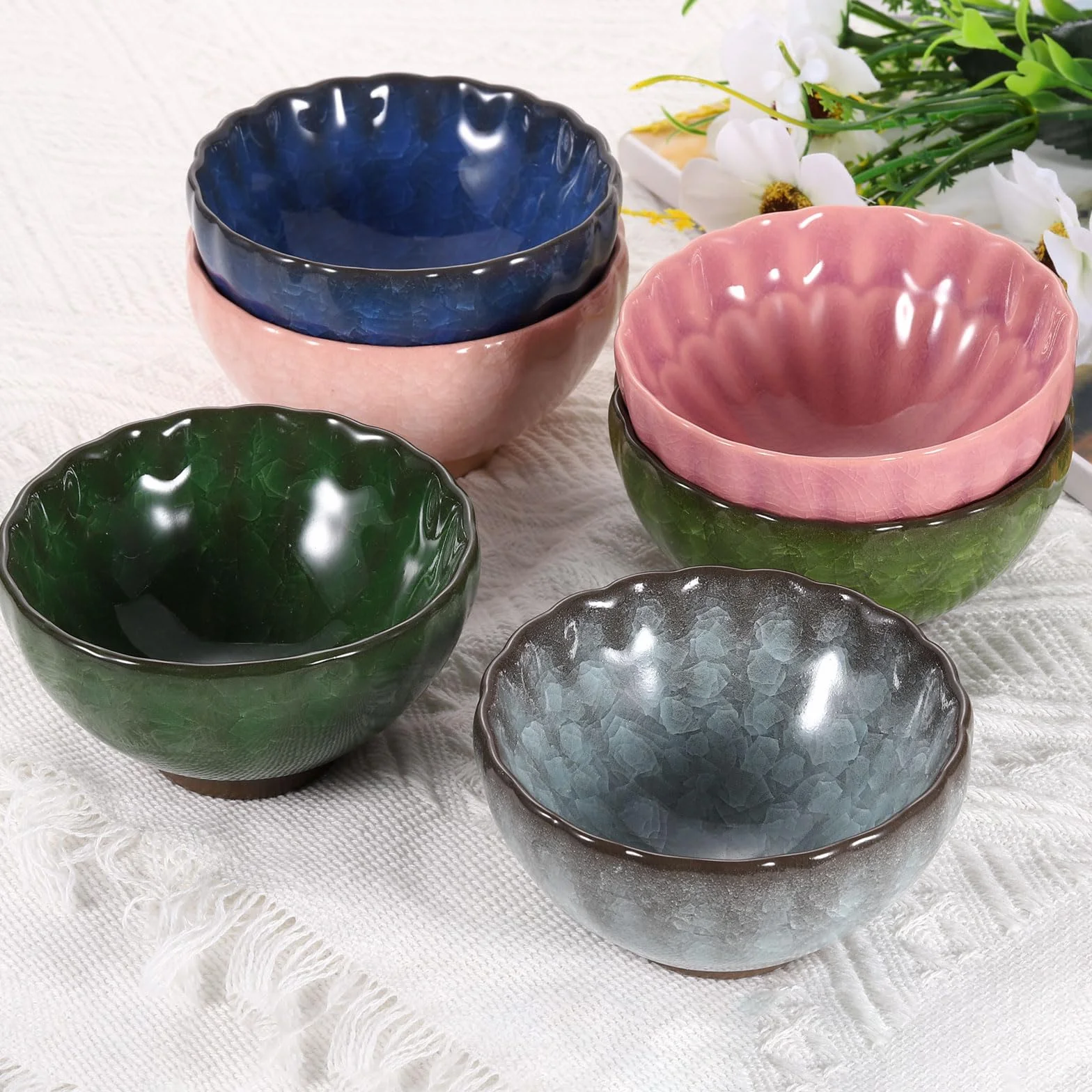 QUARKZMAN Japońska miska Matcha 4,23 uncji tradycyjny ceramiczny zestaw do herbaty Gong Fu Japoński kubek do herbaty bez uchwytu Porcelana duży do herbaty Matcha Kawa napoje, niebieski