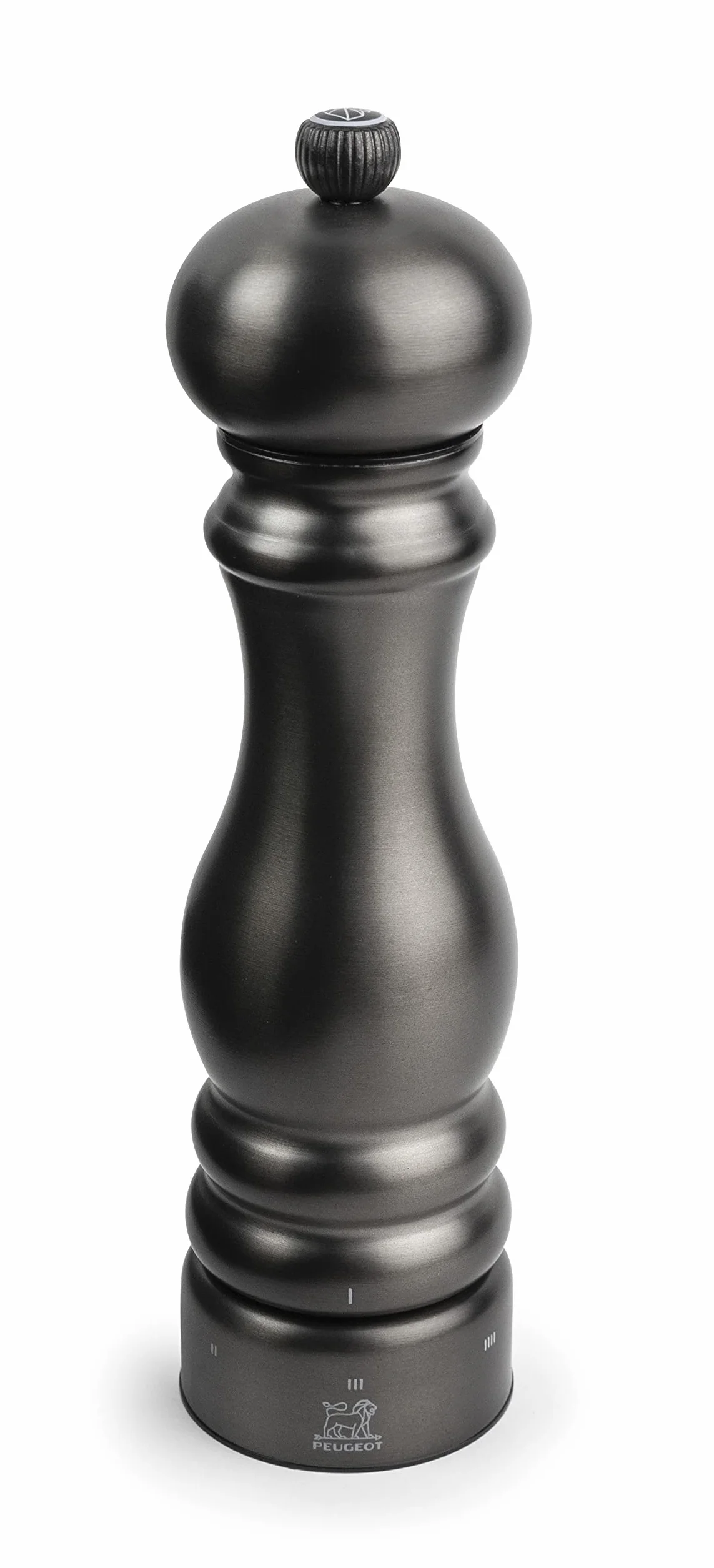 PEUGEOT Paris Chef u'Select młynek do soli 22 cm + sól kamienna w zestawie - wykonany ze stali nierdzewnej - 6 wstępnie zdefiniowanych ustawień mielenia - wyprodukowano we Francji - kolor węgla