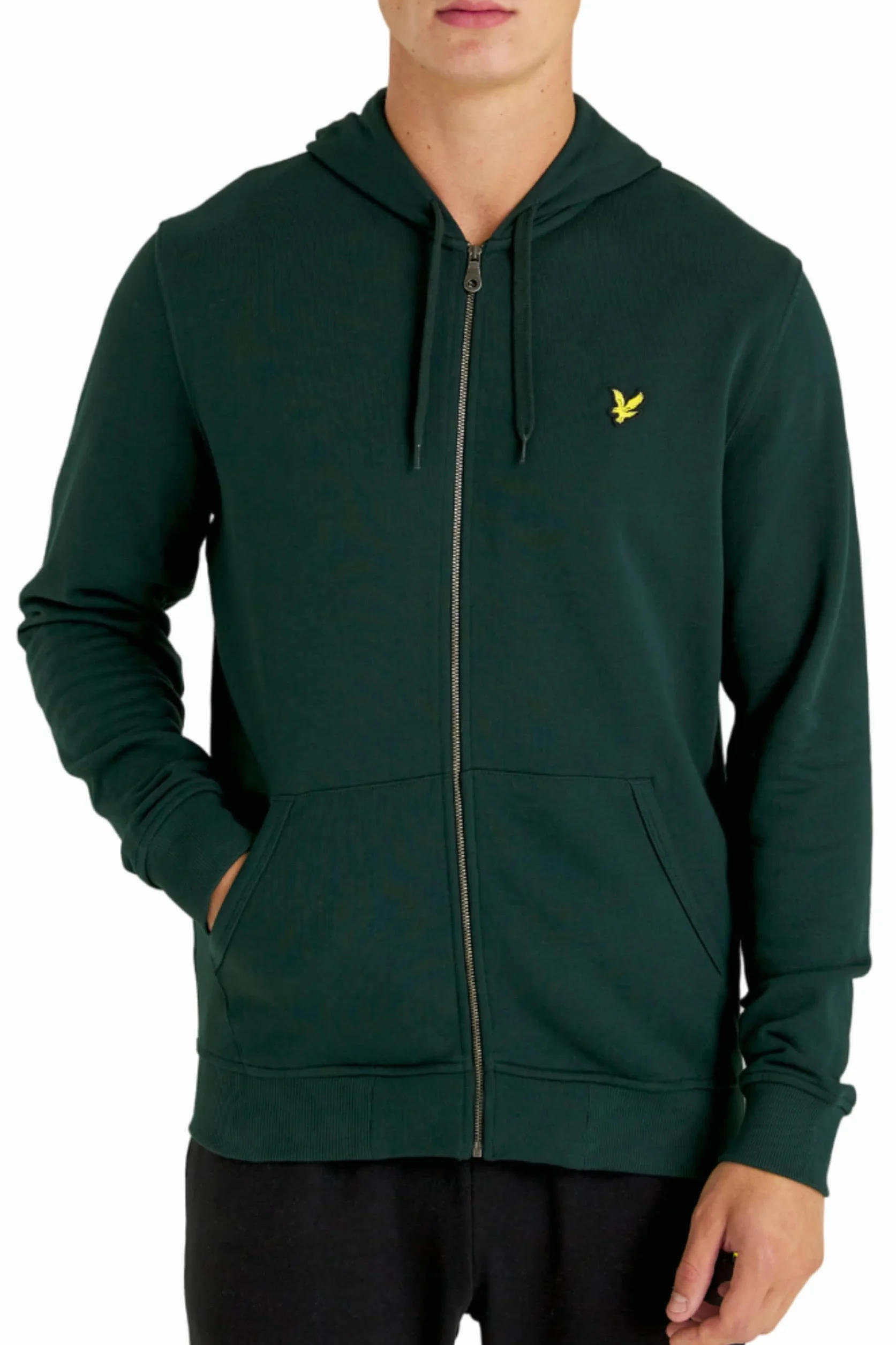 Lyle & Scott Męska bluza z kapturem z zamkiem błyskawicznym, ciemnozielony, XL