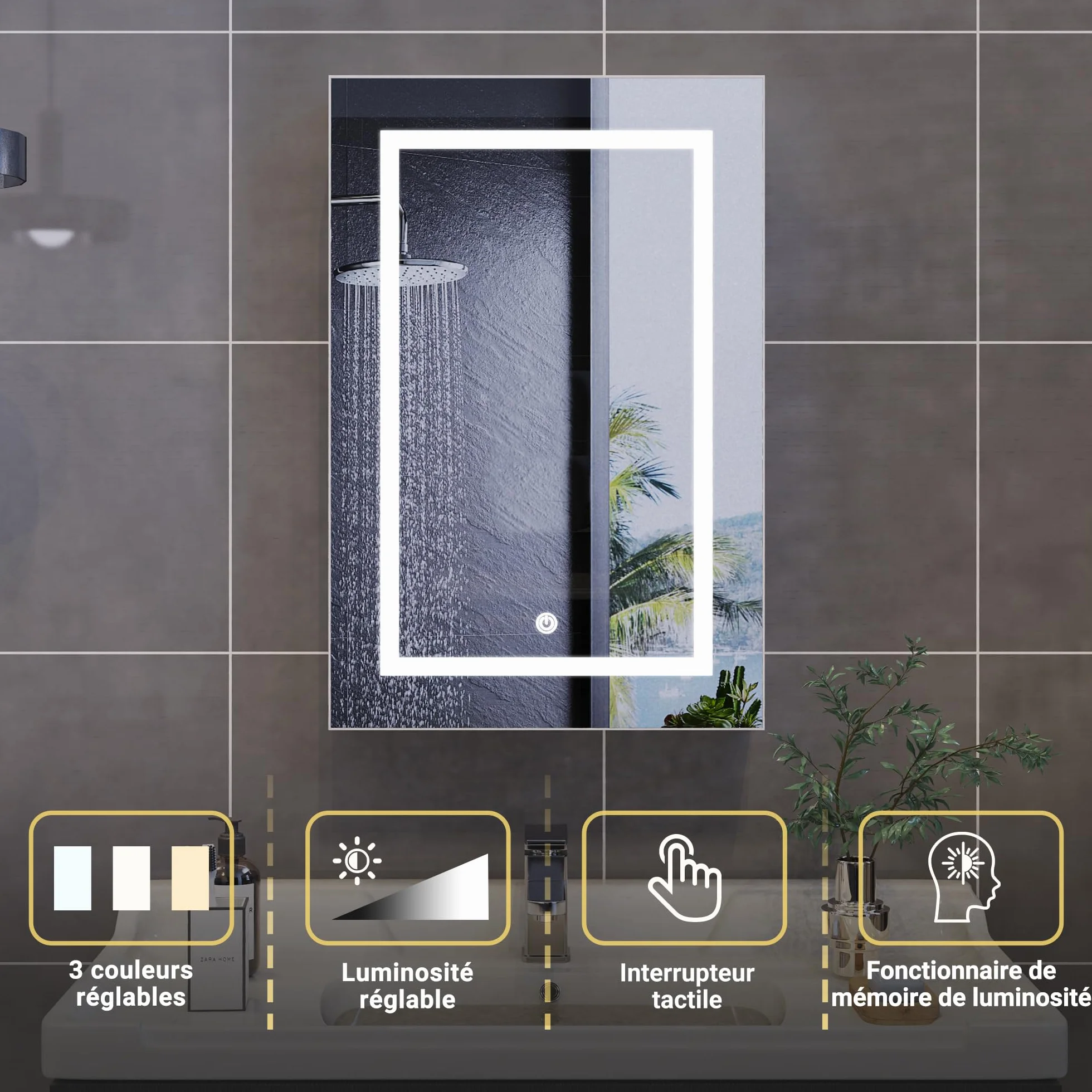 Szafka łazienkowa z lustrem LED podwójna 50x15x70 cm biała
