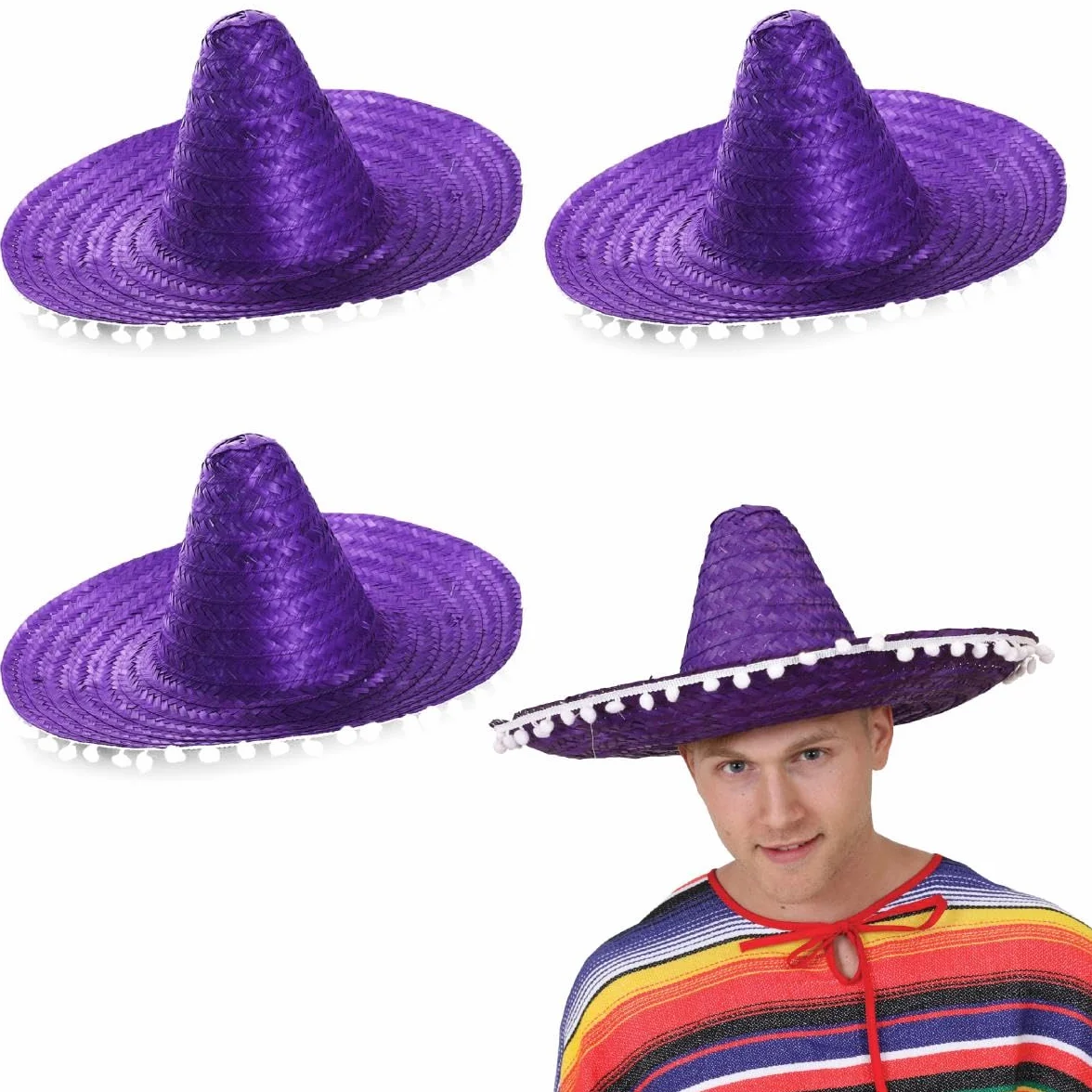 I LOVE FANCY DRESS LTD Large Sombrero Méxicain Unisex Kolorowy z Białą Obrzeżką. Idealny na wieczory kawalerskie.