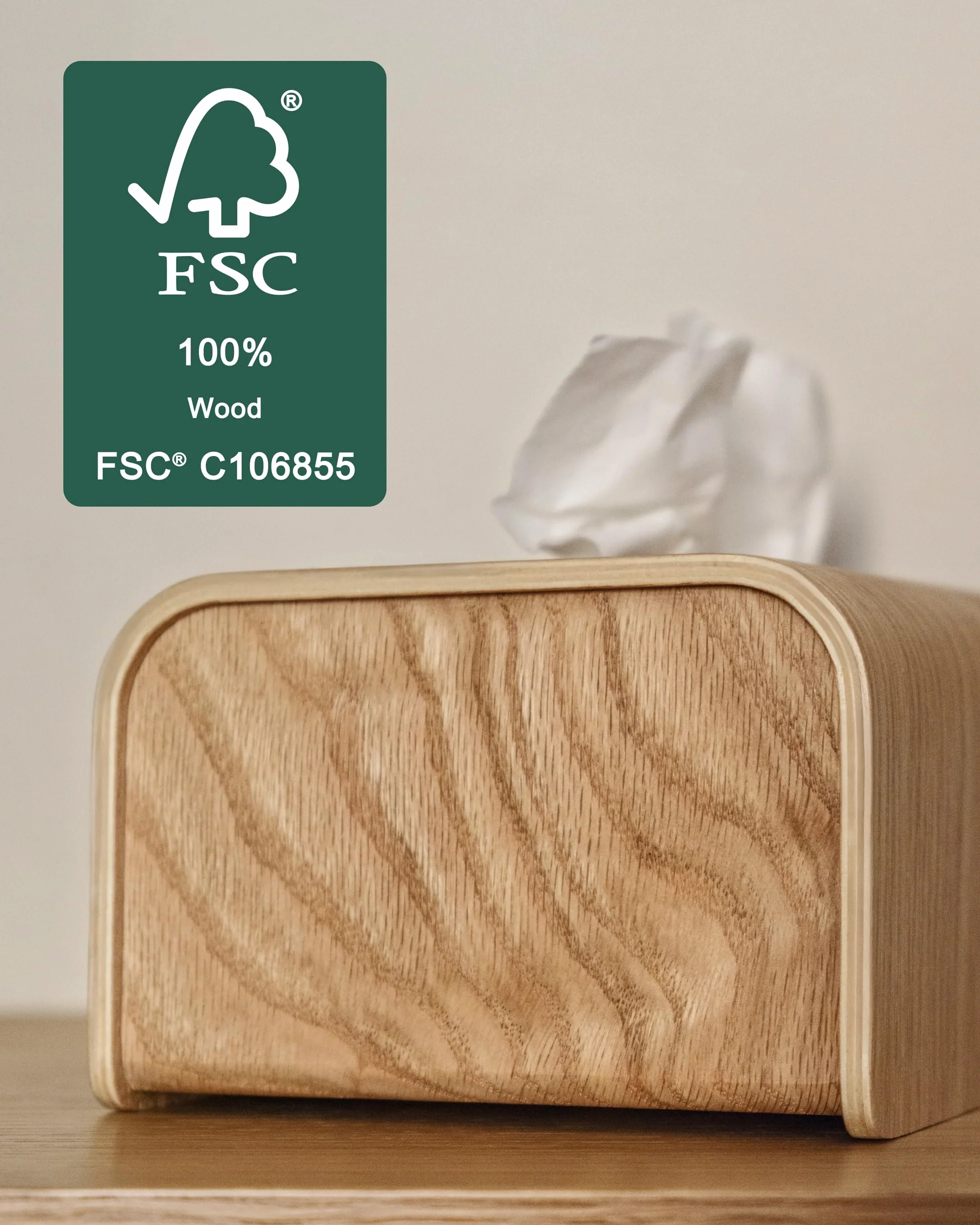 Kazai Pudełko na chusteczki Toke Fornir z drewna dębowego FSC Ekologiczne Dąb
