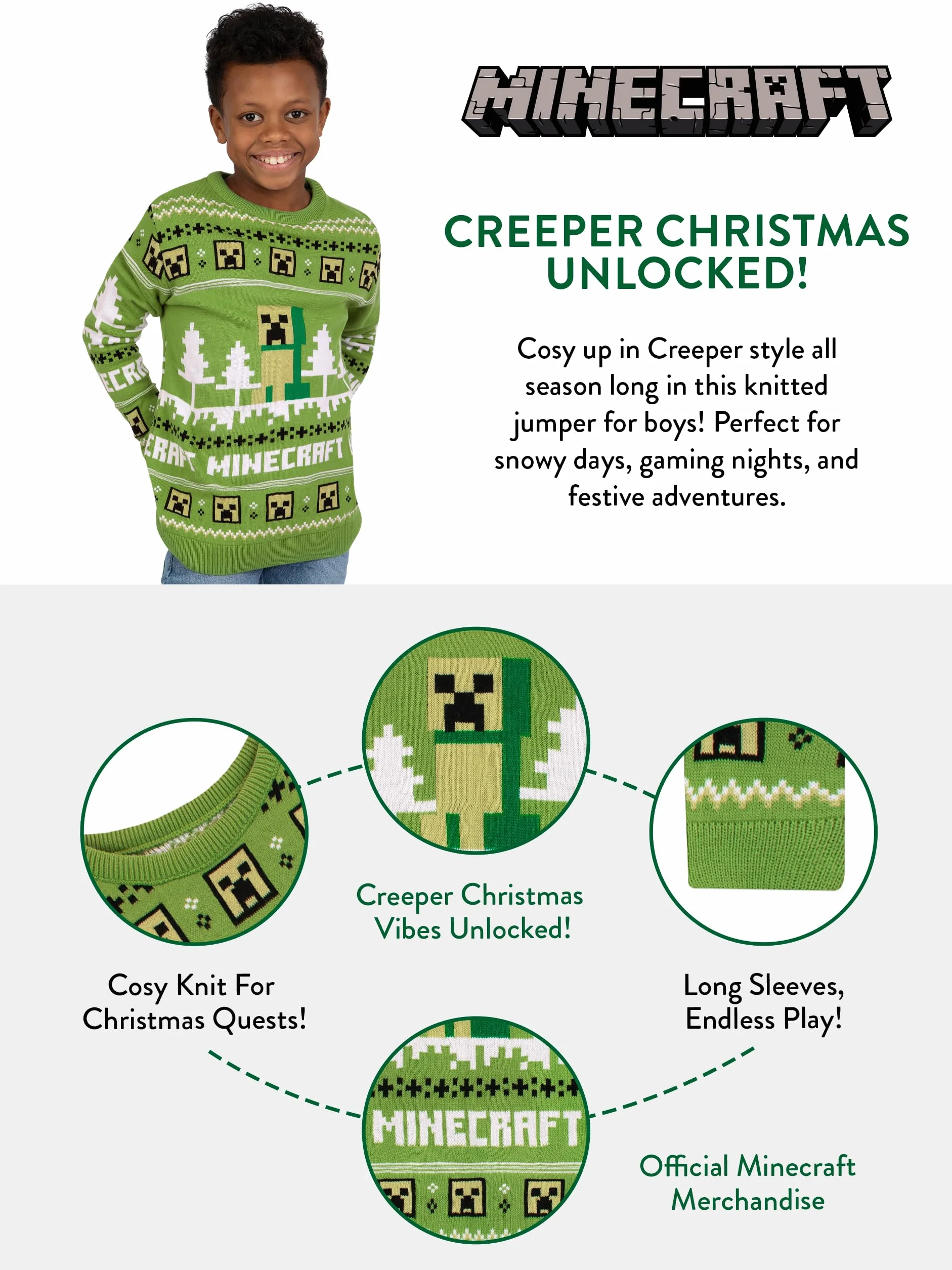 Minecraft Chłopcy Sweter świąteczny
