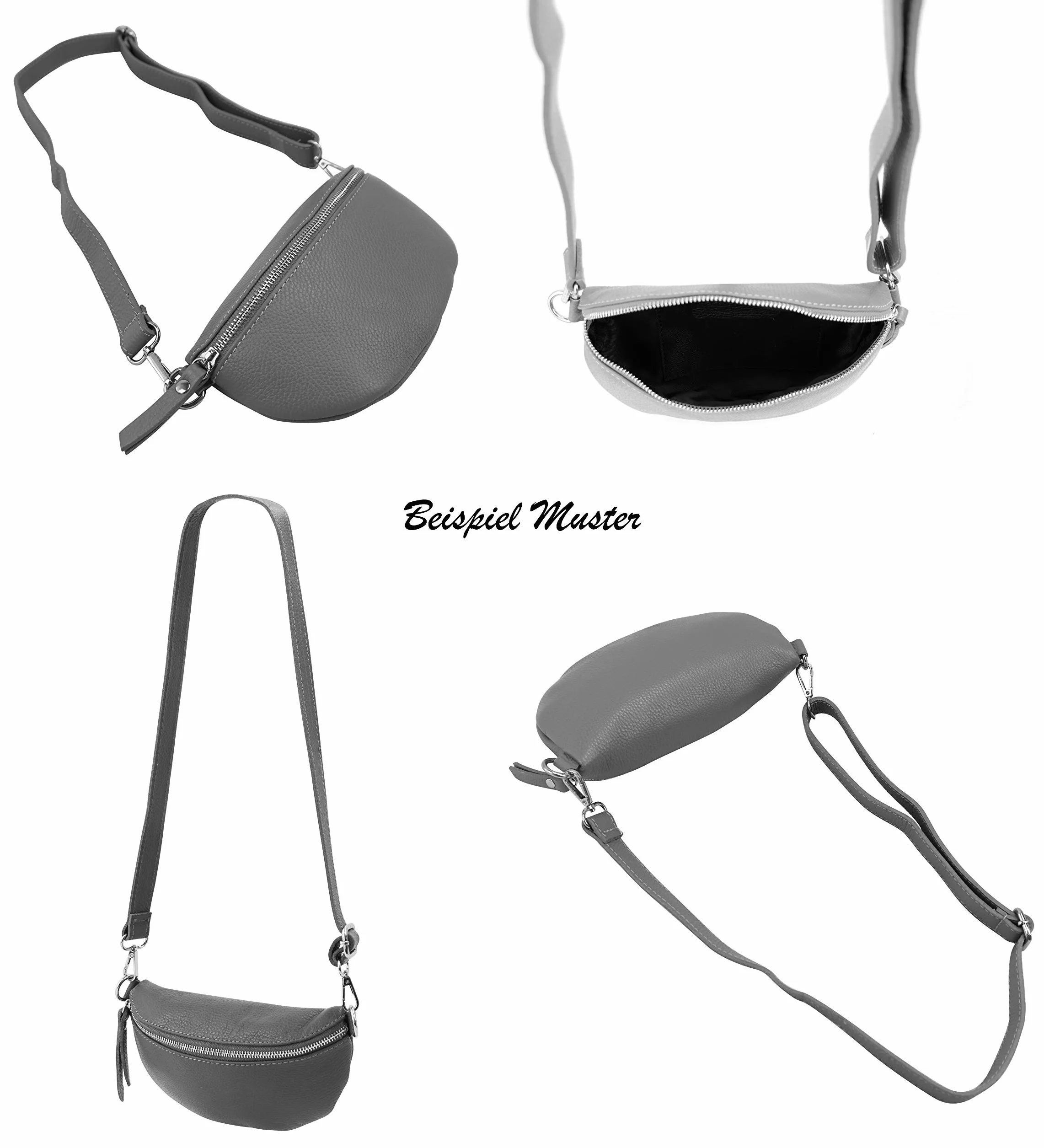 SH Leder ® Torba biodrowa z prawdziwej skóry dla kobiet i mężczyzn, uniseks, na festiwal, podróż, torba na brzuch, mała torba Crossbody Bag damska skórzana torba 23 x 12 cm AVA G292, jasnoszary, S