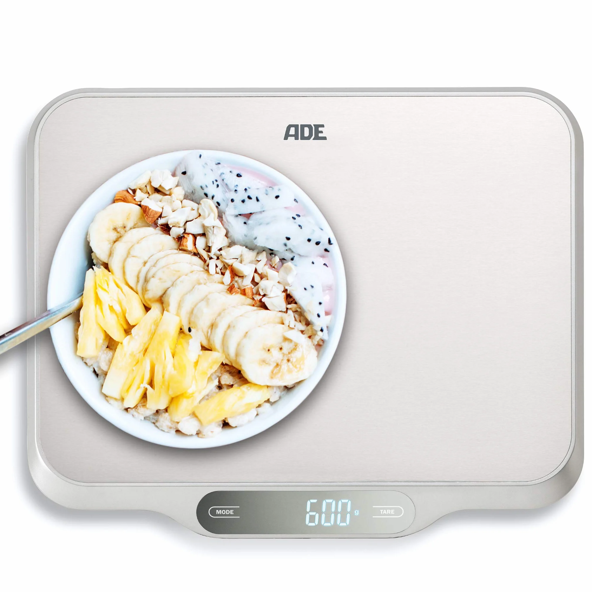 ADE Ladina cyfrowa waga kuchenna 15 kg stal nierdzewna srebrna szara 31 x 26,5 x 2,5 cm
