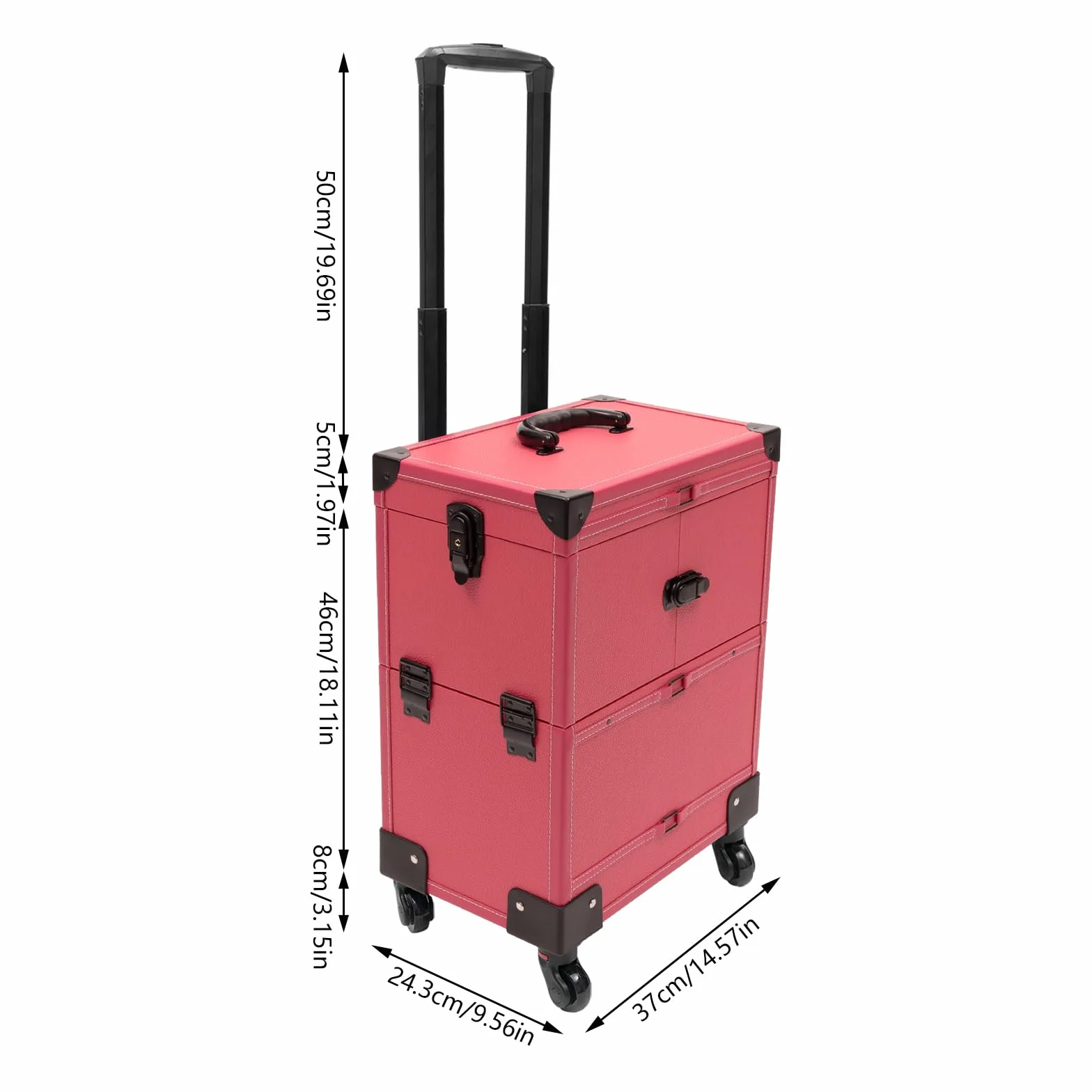Rolowany zestaw do makijażu z szyną, 4 tace, zwijany produkt do makijażu z szufladą, walizka podróżna do makijażu, tatuażu, Nail Tech, Rosa, Nowoczesny