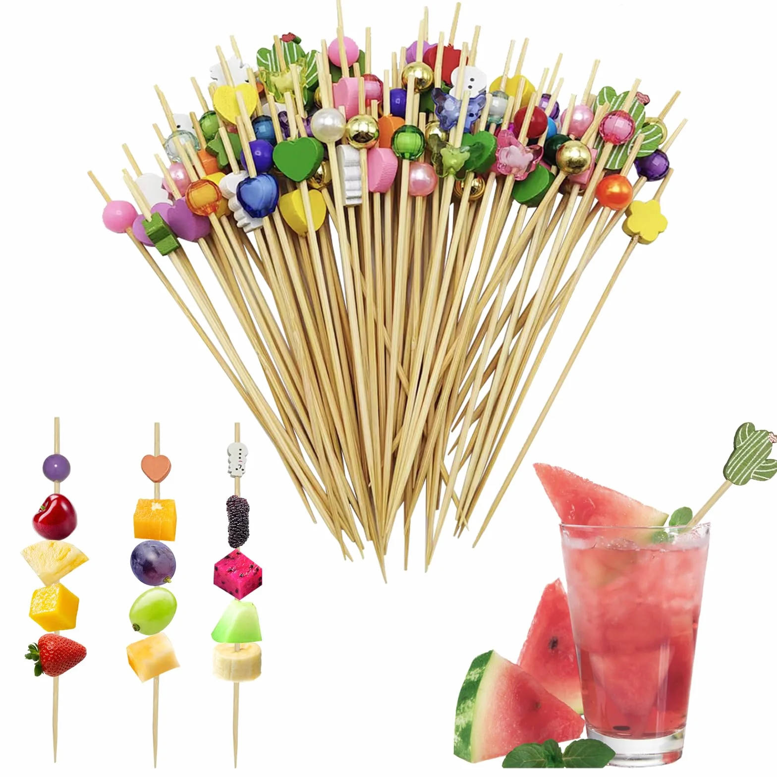 Szaszłyki koktajlowe 12 cm do finger food, różne kształty, 100 sztuk