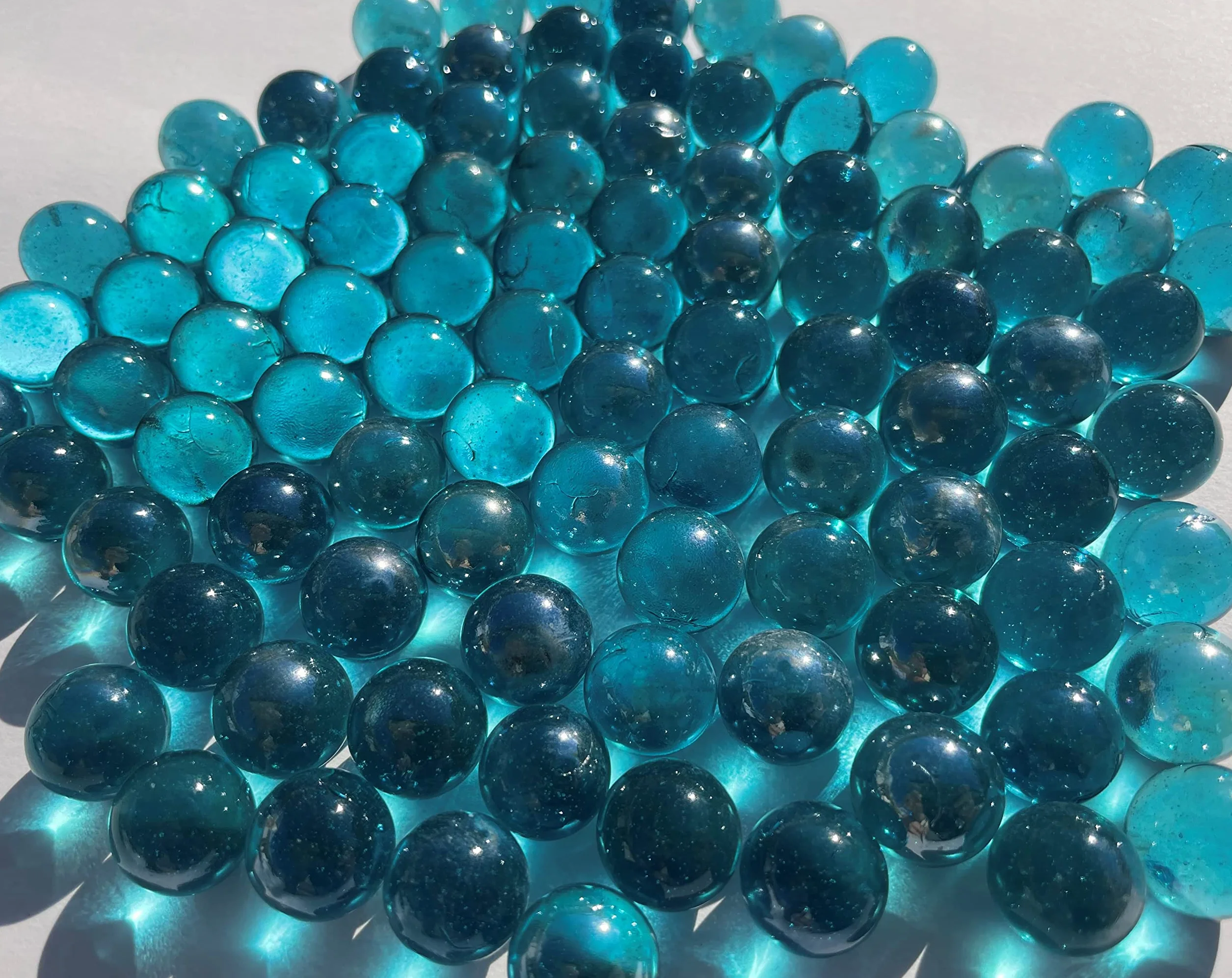 FAIRY TAIL & GLITZER FEE Kule szklanych korali przezroczyste Turkusowe Niebieskie 16mm 500g Kule ozdobne Szklane Kula