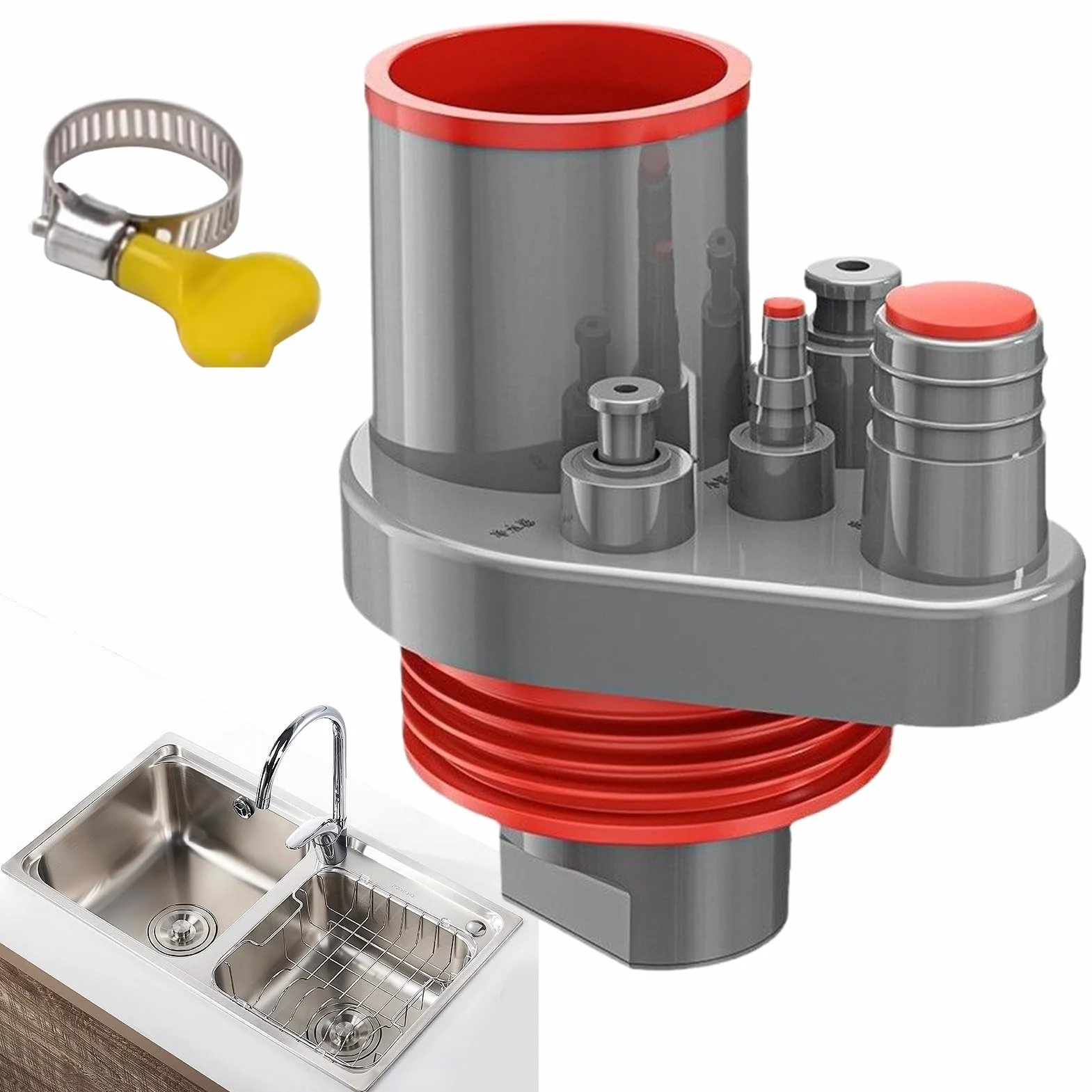 Rura odpływowa do zlewu kuchennego, zestaw hydrauliczny do zlewu | Adaptery Kanalizacyjne Do Rury Pralni, Prysznic, Wanna, Komercyjne, Samochód kempingowy, Łazienka