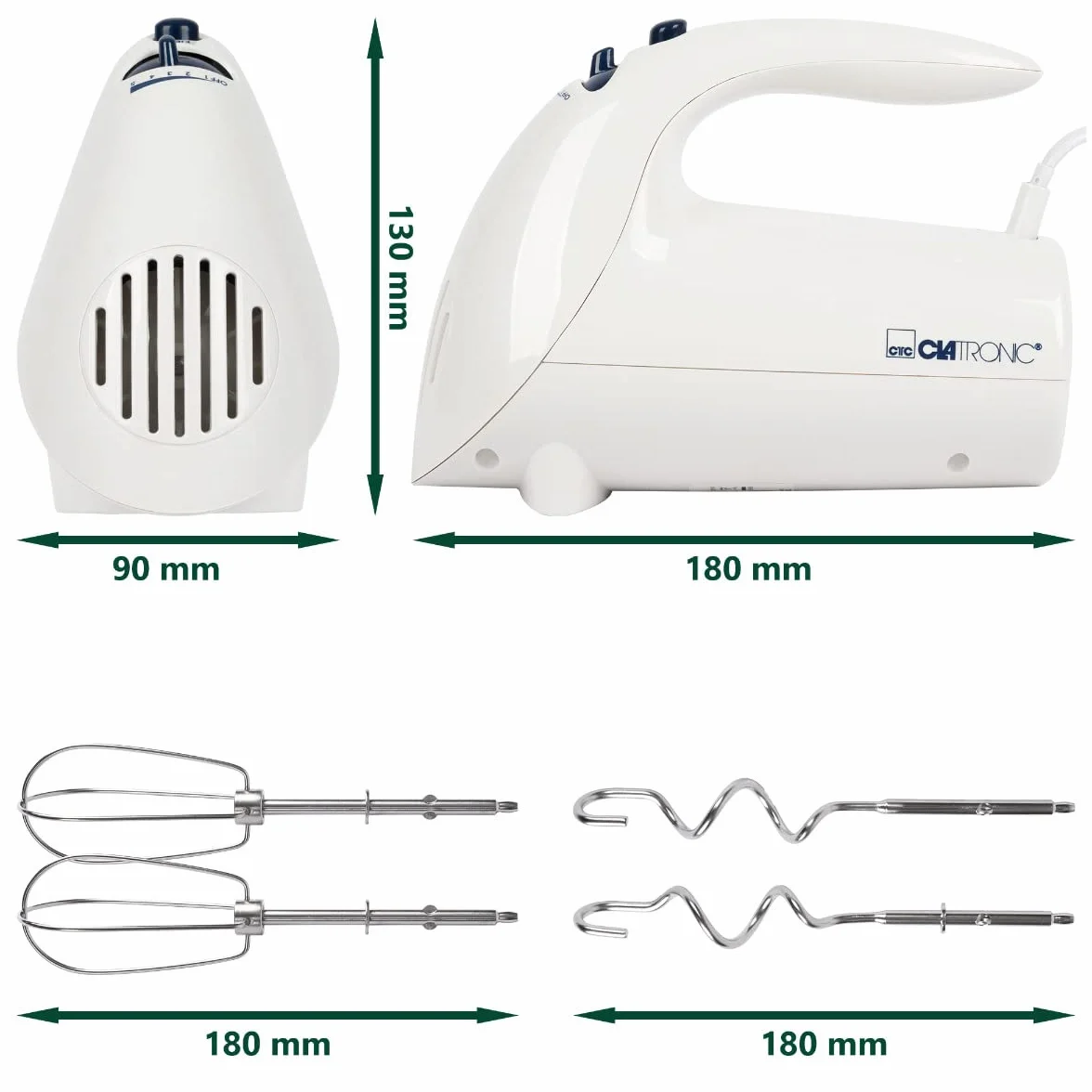 Clatronic mikser ręczny HM 3014 250 W stal nierdzewna biały